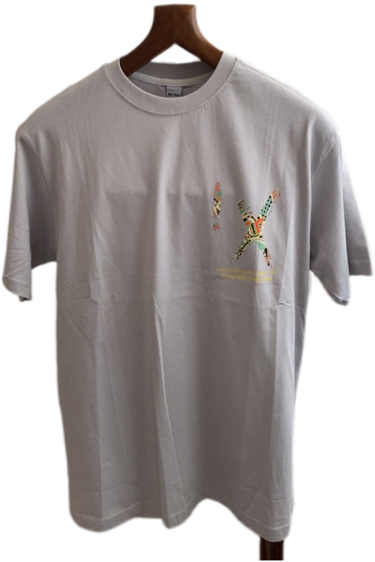 Retro T-shirt bol kesim bisiklet yaka%100coton