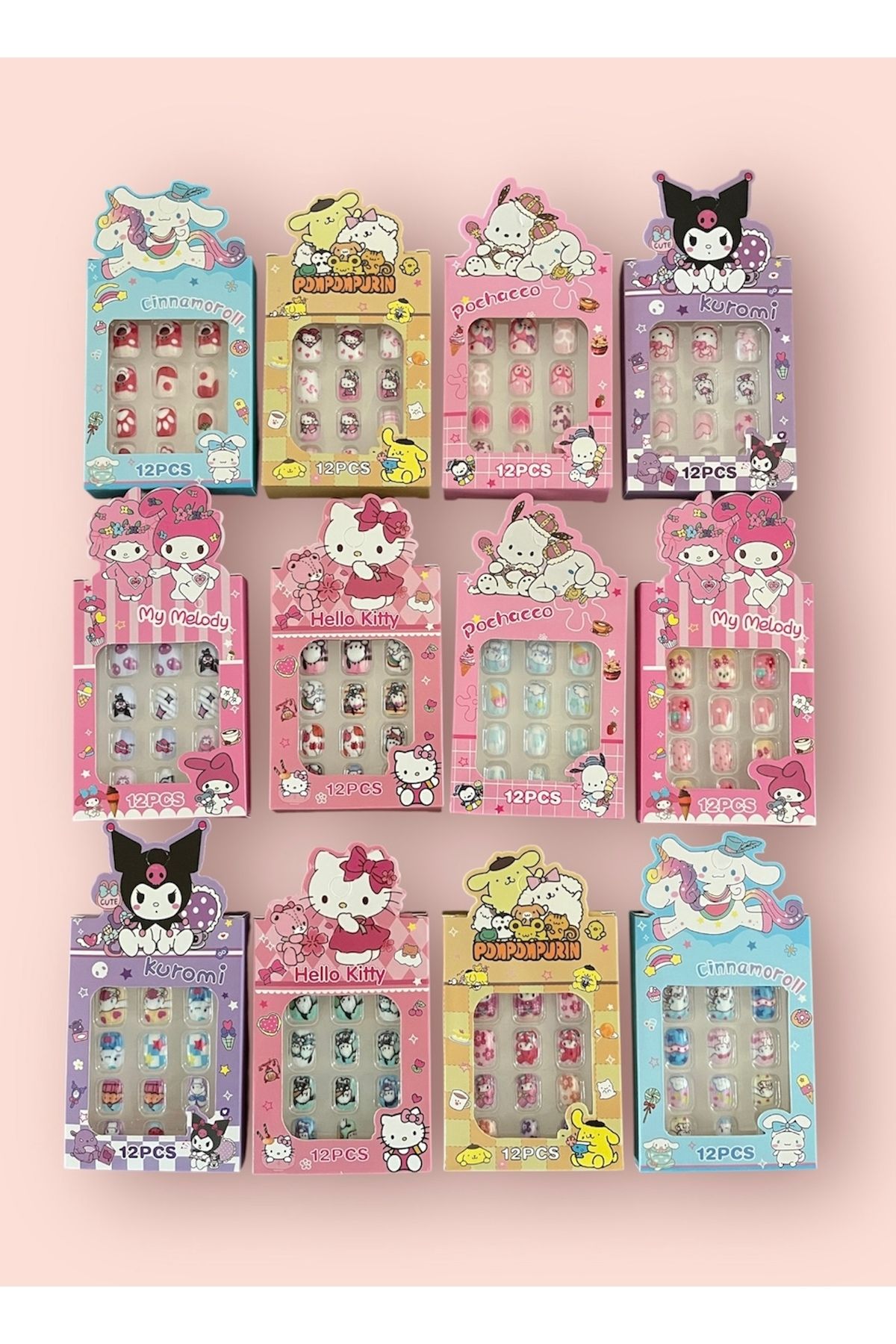 synshop Kuromi Sanrio Çocuk Takma Tırnak Yapışkanlı 1 Paket