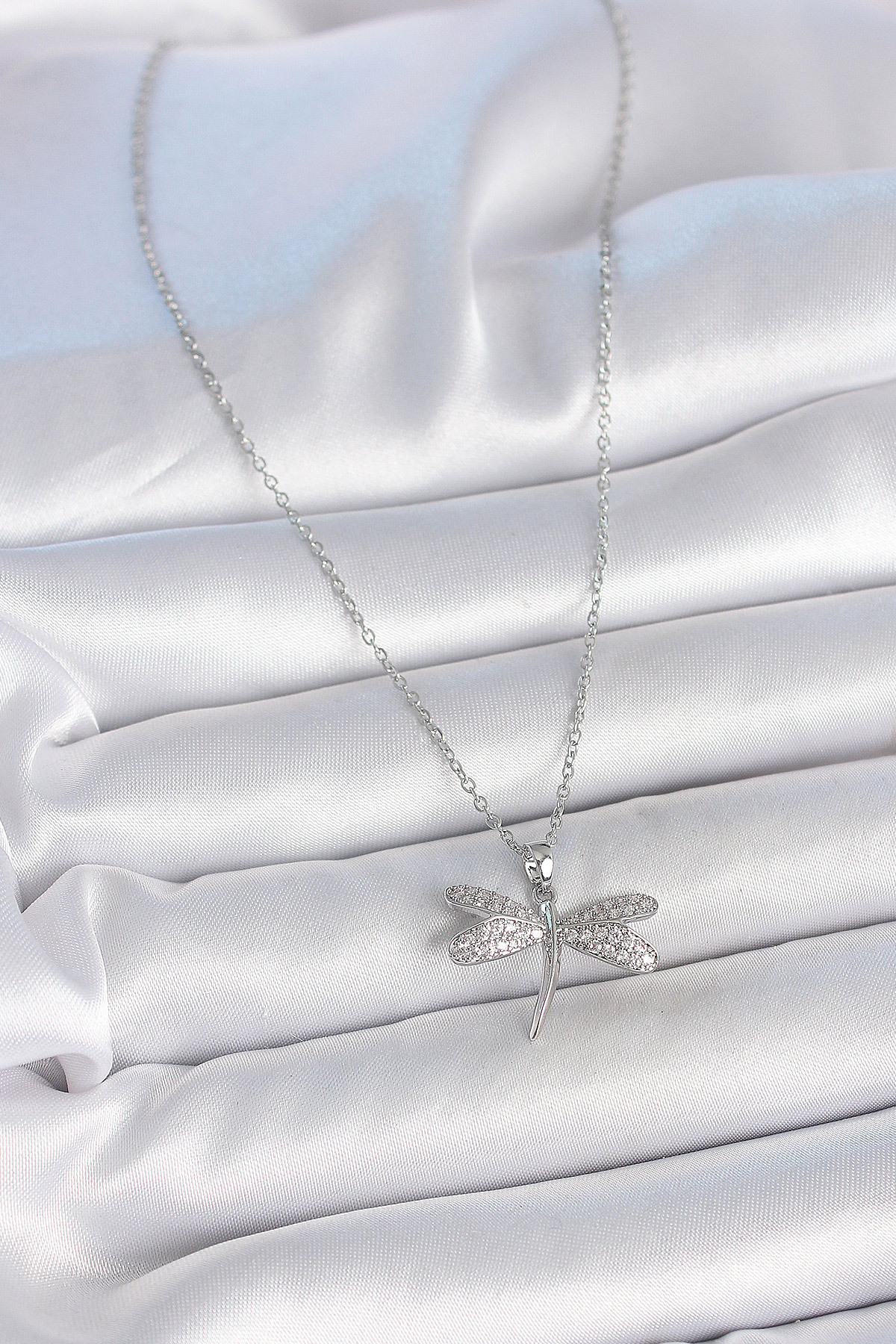 Skygo-316L Steel Silver Color Chain Zircon Stone Dragonfly Model Women's Necklace - Tj-Bko10050 2