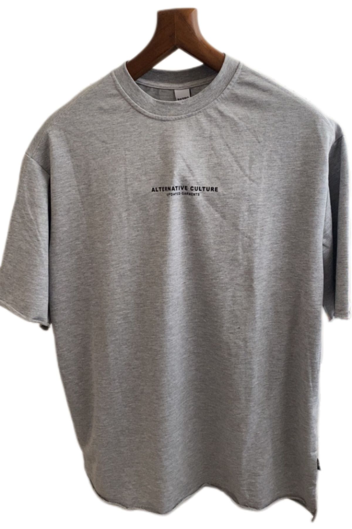 Retro T-shirt bol kesim bisiklet yaka %100 cotton