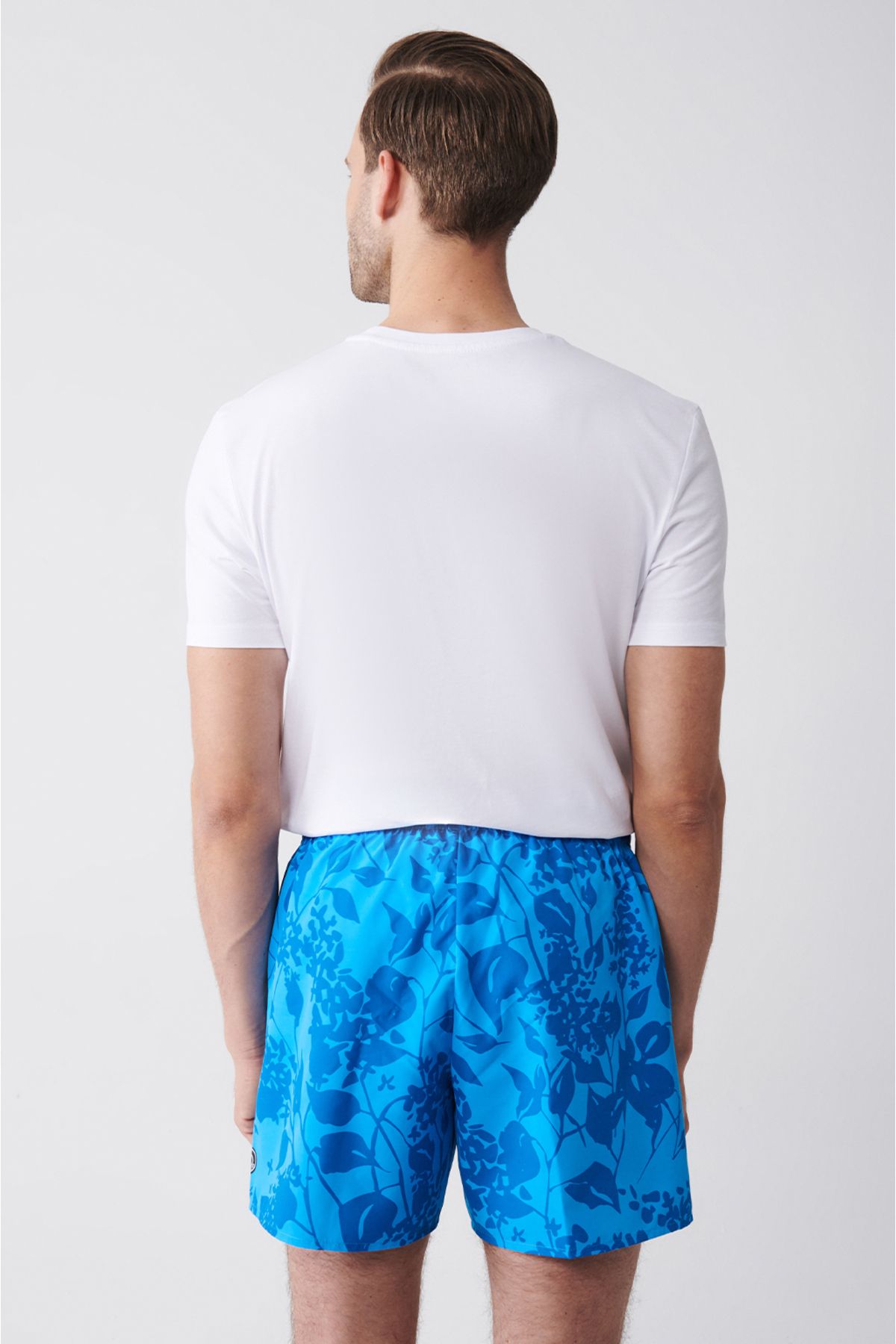 Avva-Grün-blaue, schnell trocknende, bedruckte Badeshorts für Herren E 003802 3