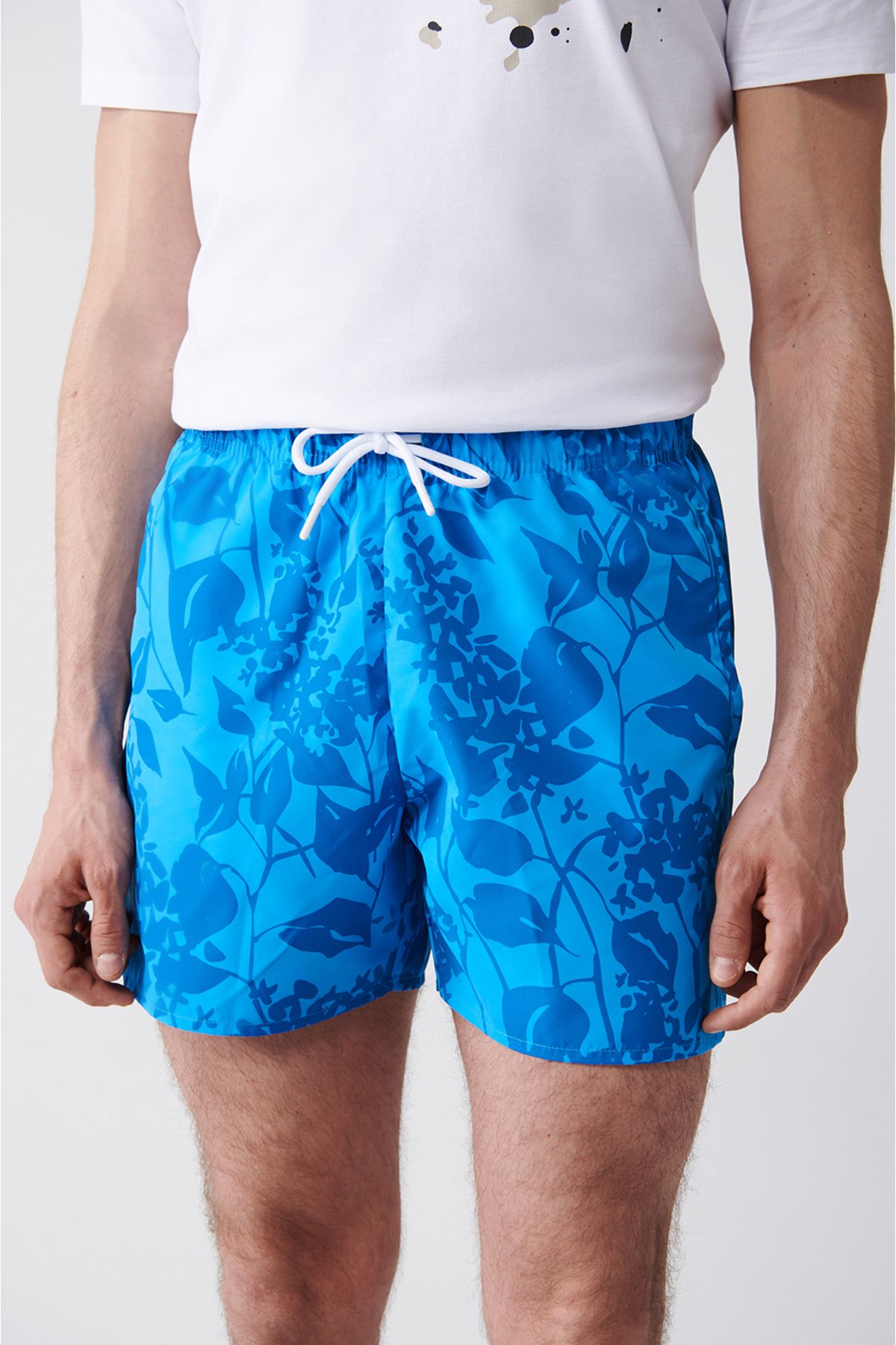 Avva-Grün-blaue, schnell trocknende, bedruckte Badeshorts für Herren E 003802 4