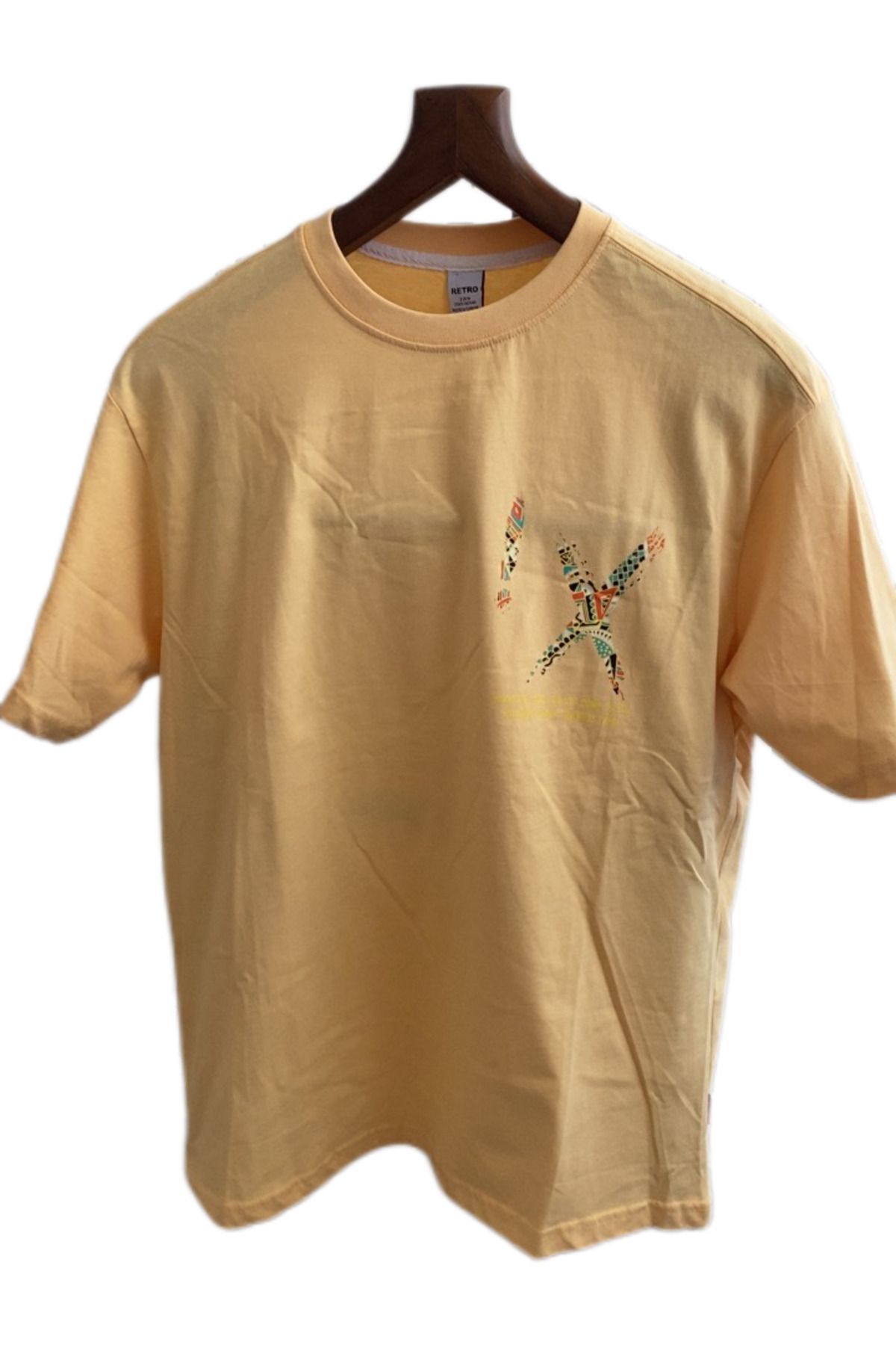 Retro T-shirt ön arka başlık bisiklet yaka%100cotton