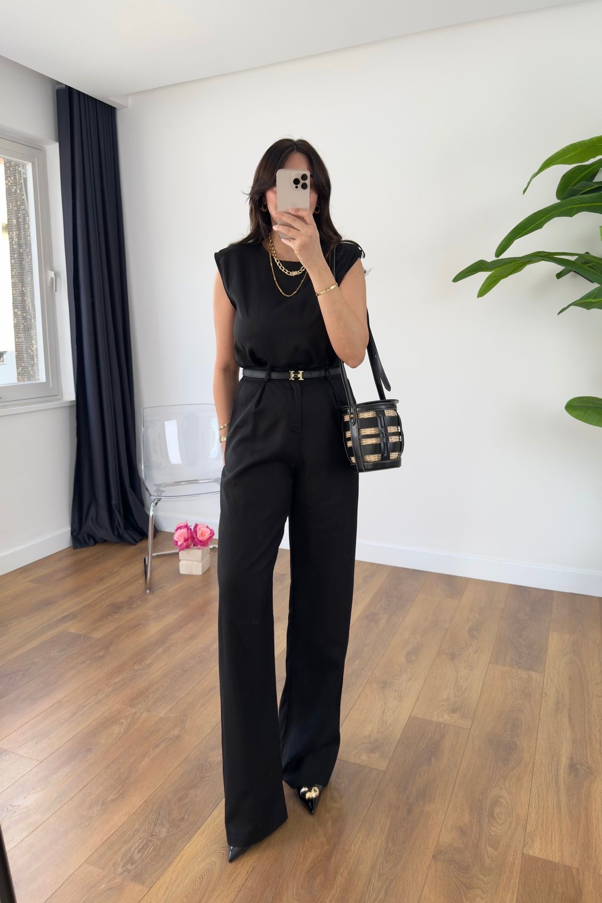 BİRCANÇİL MD Alice Siyah Vatka Detaylı Keten Takım