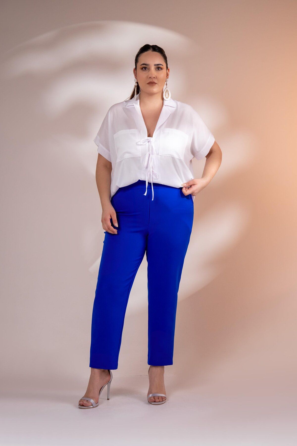 Roxxlen Büyük Beden 122210 Kaşha Pantolon Saks