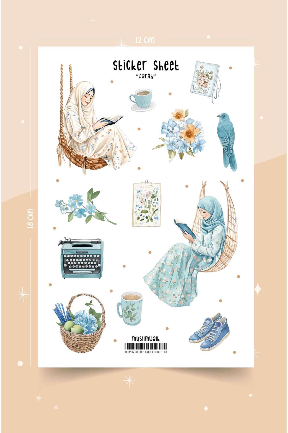 MuslimWalk Farah – Mavi Vintage – Sticker Seti #158