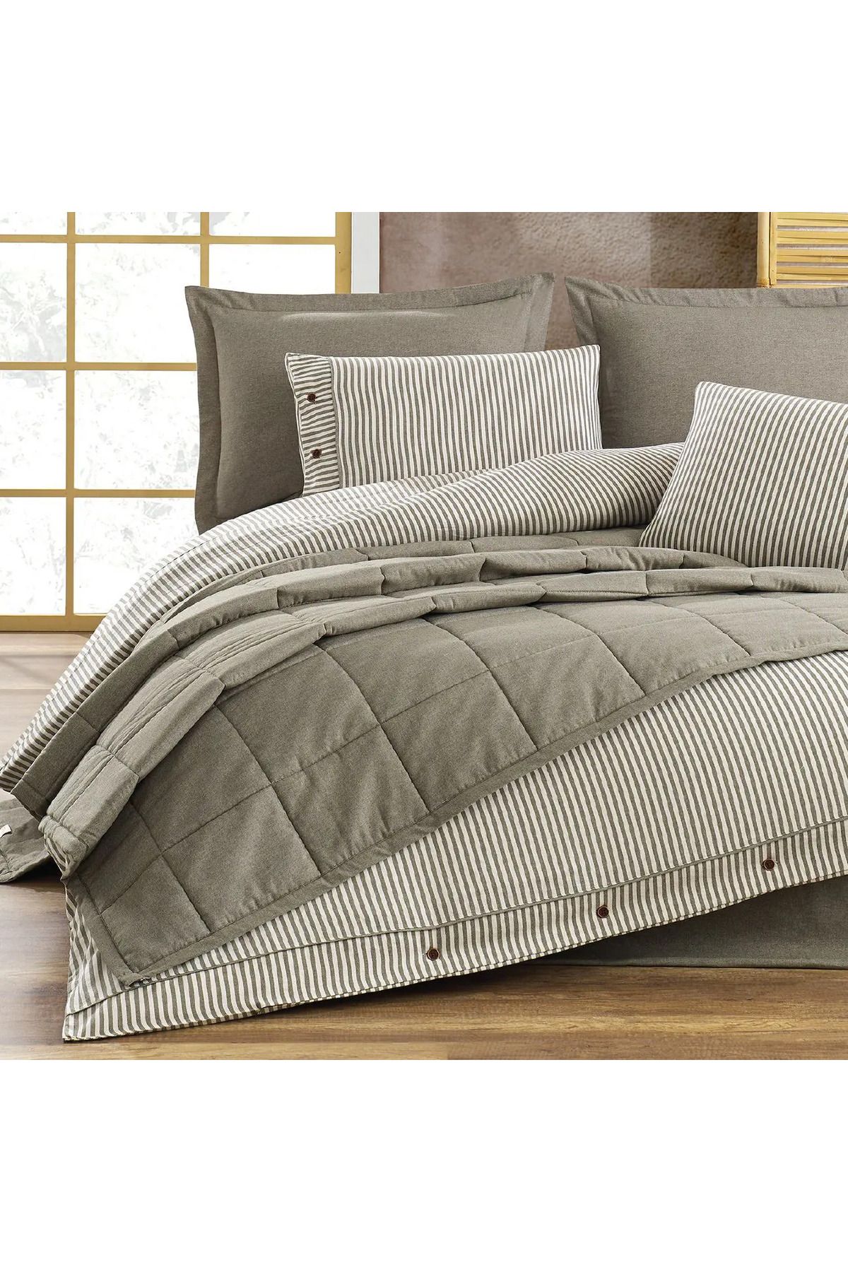 ELLE HOME Çift Kişilik Nevresim Takımı - Haki