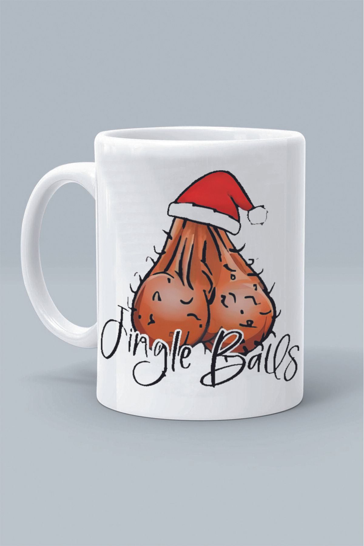 Olympus plus JİNGLE BALLS NOEL YILBAŞI YENİYIL MALE BALLS ERKEK TOPLARI SAYKO TASARIM BASKILI BEYAZ KUPA BARDAK