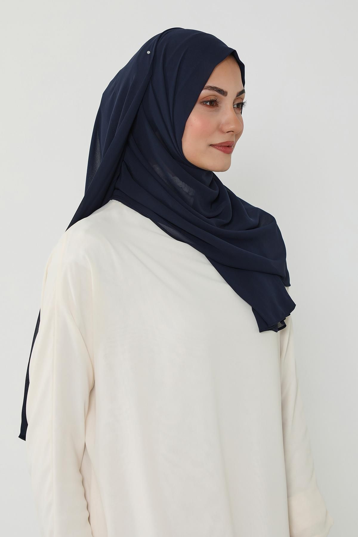 Aisha's Design-Practical Chiffon Shawl with Combed Cotton Inner Bonnet, Ps-51 7