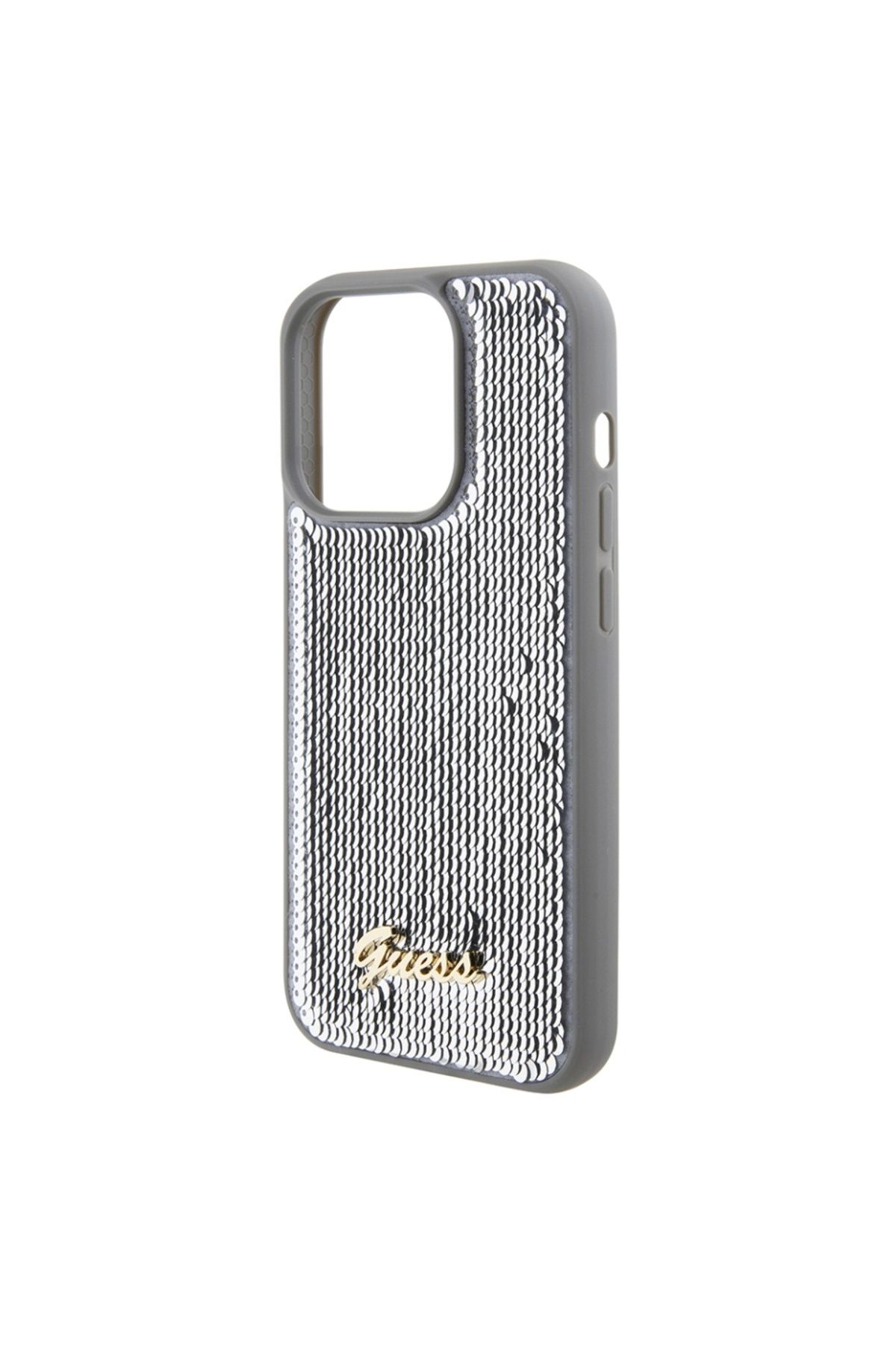 Guess-IPhone 15 Pro Max Case, Sequin Script Metal, Guess - Silver 5