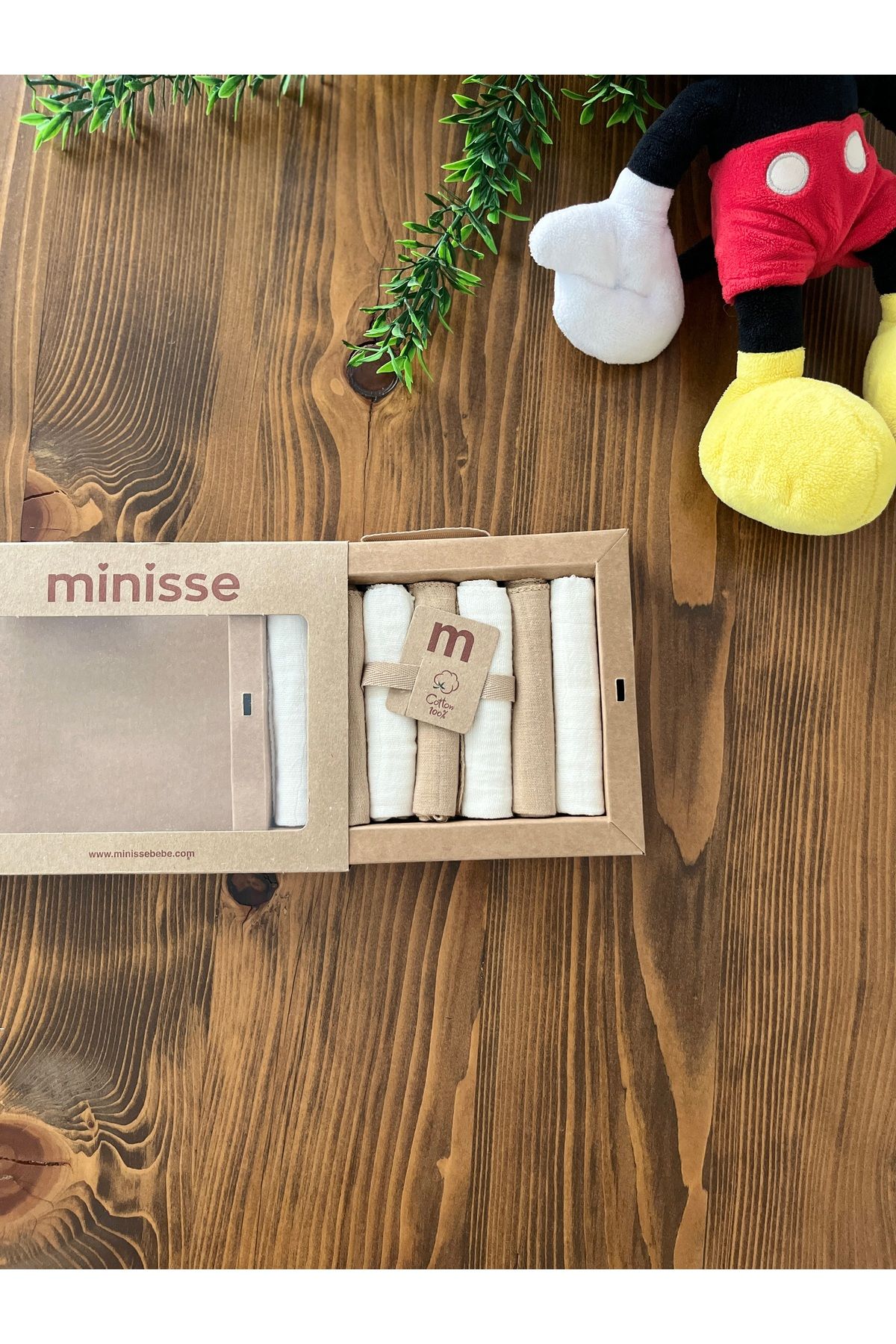 Minisse Organik Müslin Yenidoğan Bebek Hediyelik 7 li Ağız Silme Mendili