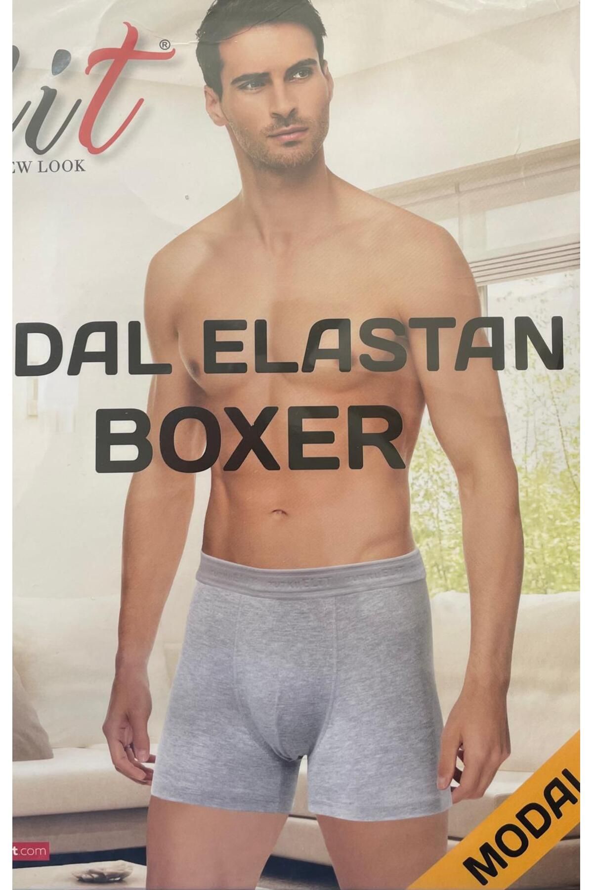 H&S STORE tutku elit modal elestan boxer gri renkli erkek 6 lı rahat ve konforlu