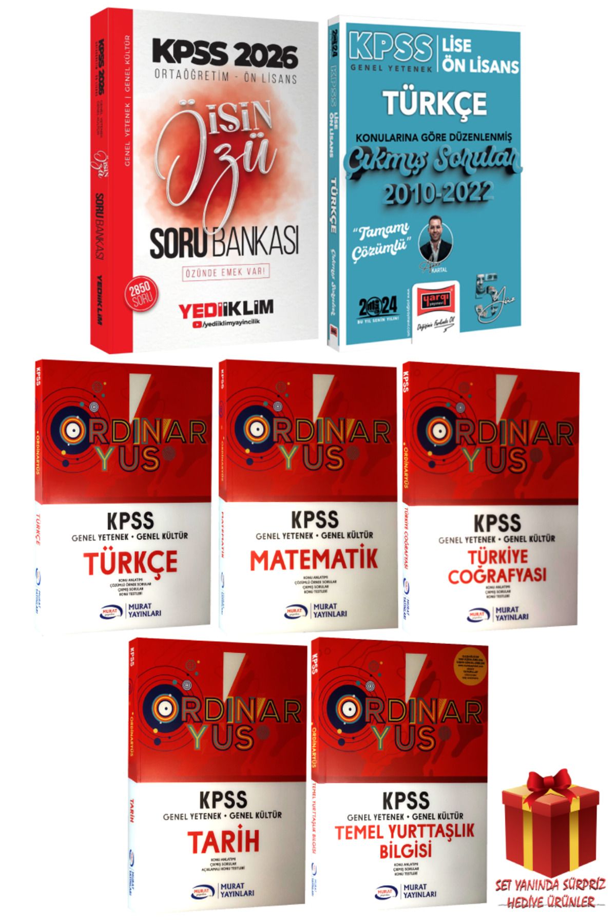 Yediiklim Yayınları 2026 KPSS Ortaöğretim Ön Lisans İşin Özü Soru Bankası+ Ordinaryus Konu Anlatımlı Modüler+Çıkmış Soru