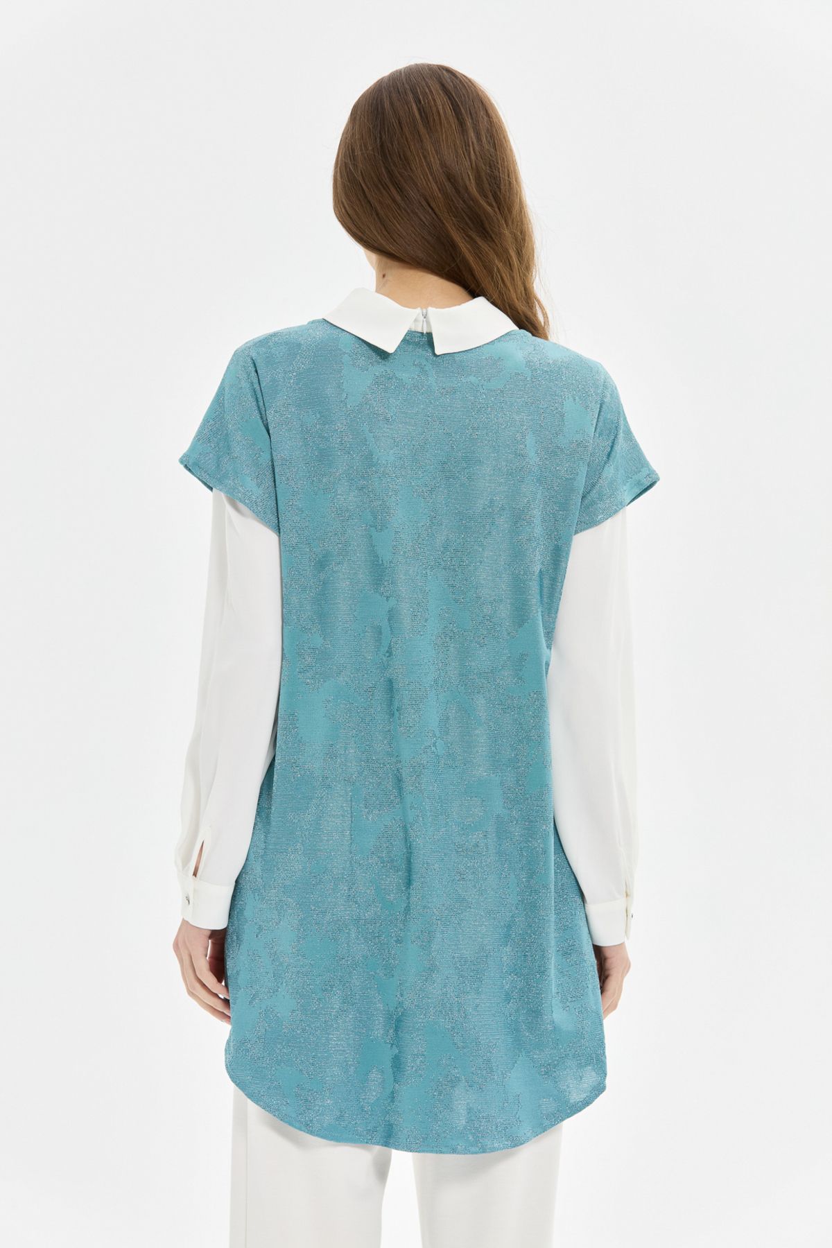 Esswaap-Suede Outer Suit with Block Detail Indigo 6