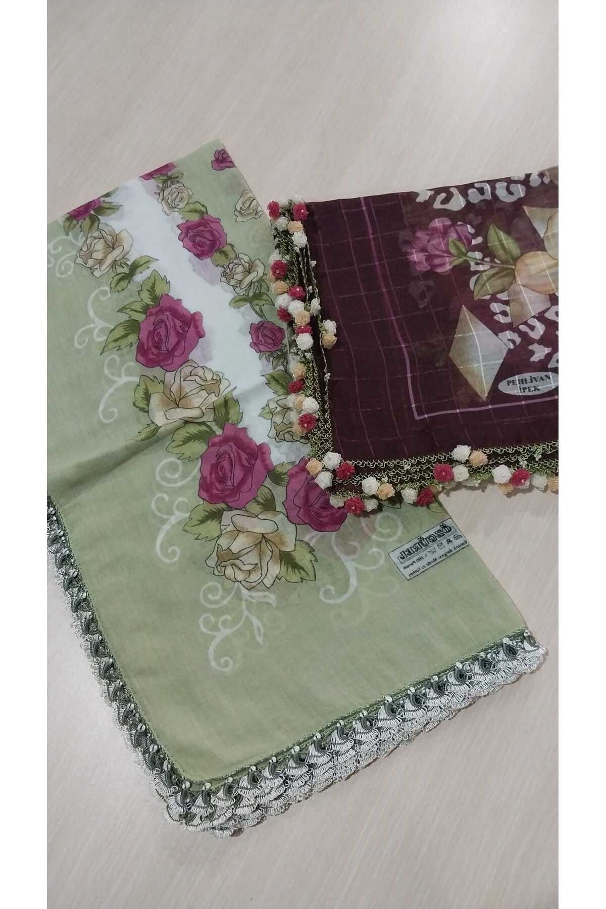 Papatyam El işi 2 Adet İğne ve Mekik Oyalı Yazma/İğne ve Mekik Yazma/Çeyizlik Yemeni/100x100/Polyester-pamuk