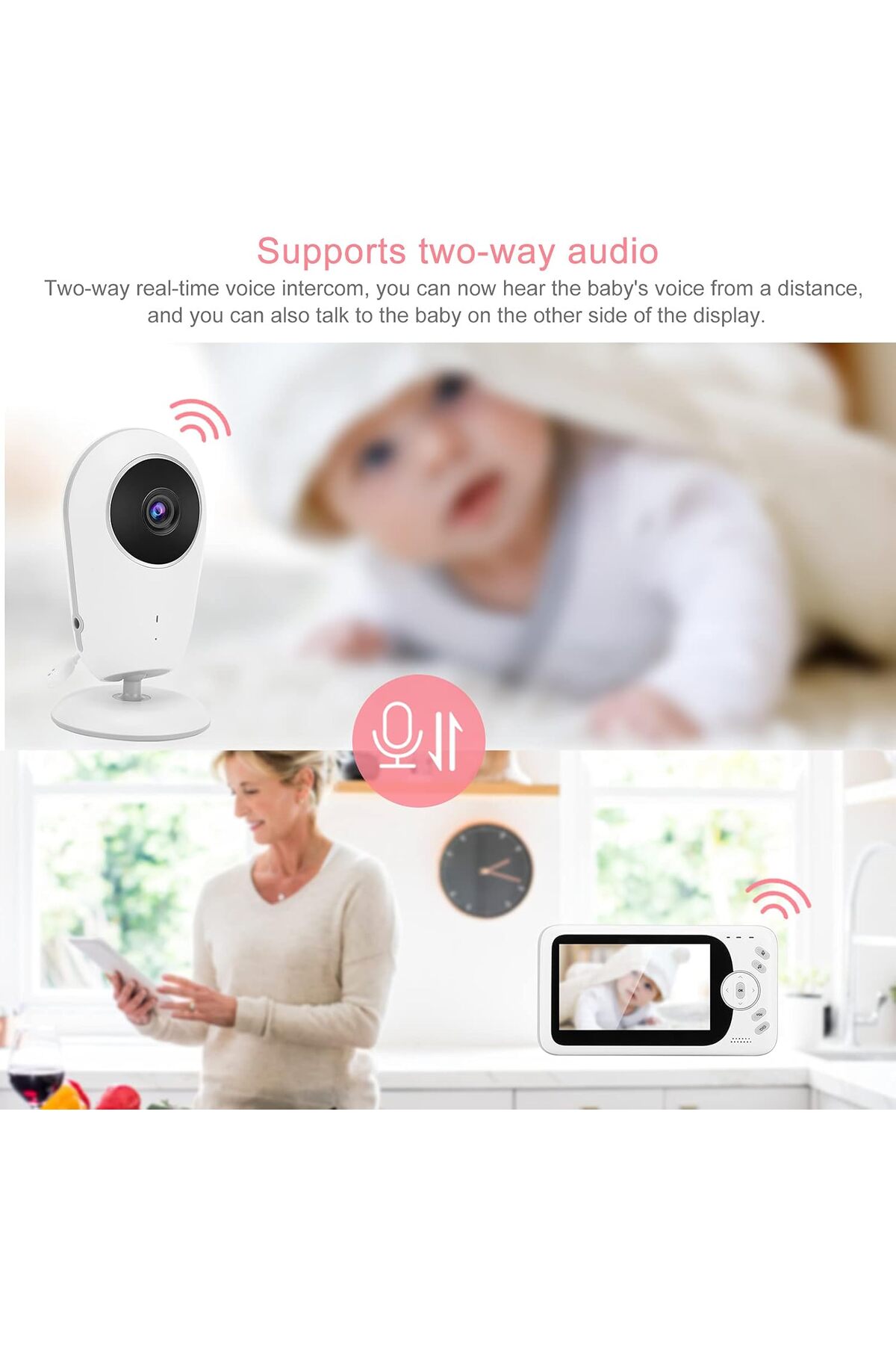 Cepini VB608 Akıllı Bebek Kamerası | 4.3” IPS Ekranlı Video Bebek Telsizi, 2.4GHz Kablosuz, VOX, Gece Görüş fotoğrafı 6 (önizleme)