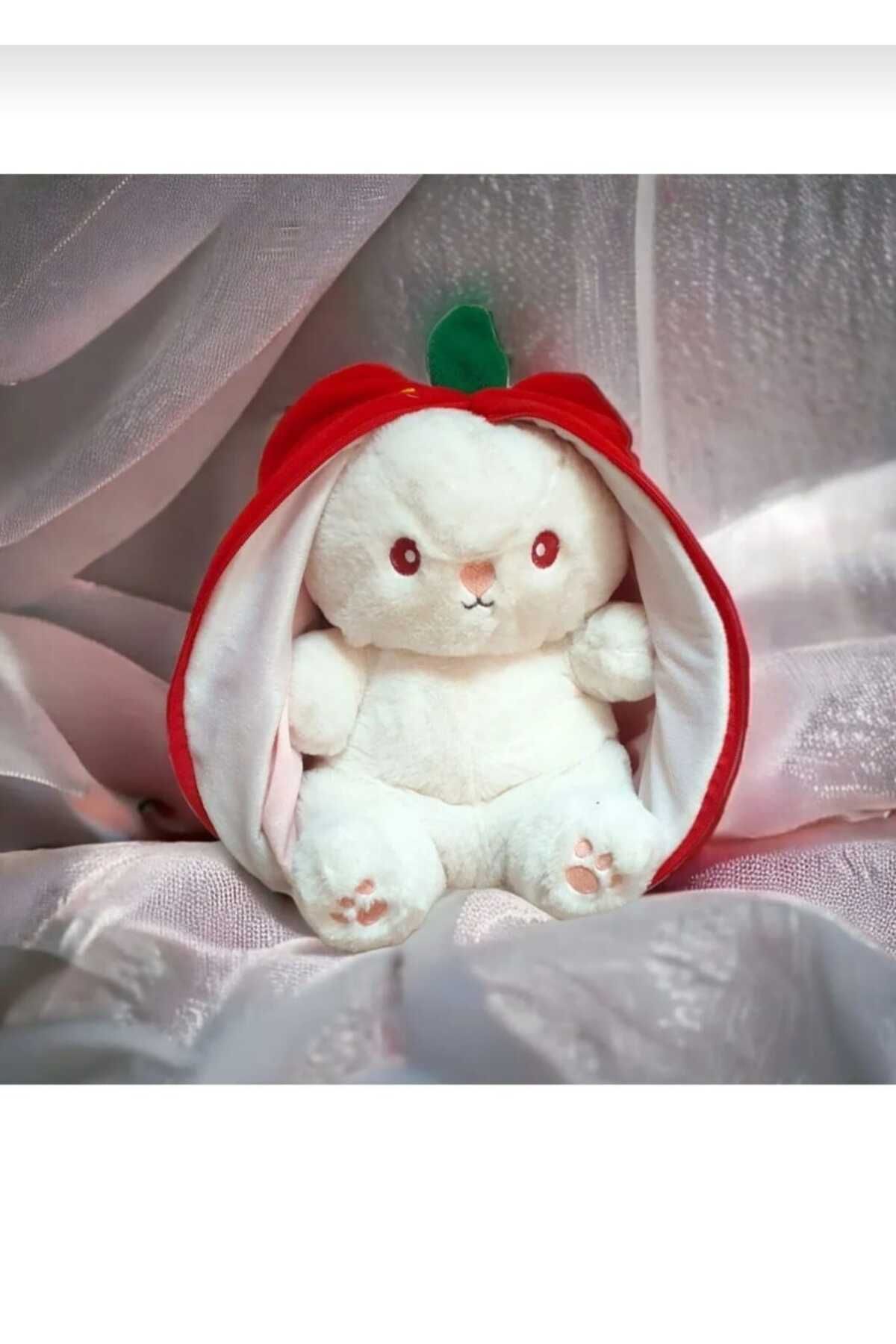 Kids Çilek Tavşan Kırmızı 50 cm Çantalı Peluş Oyuncak