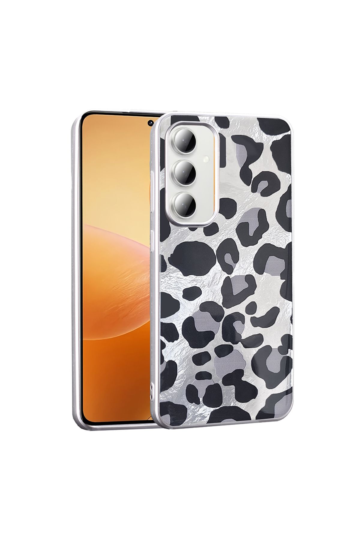 HTstore Galaxy Uyumlu A35 Kılıf Desenli Zore Mep Kapak-Gri leopar