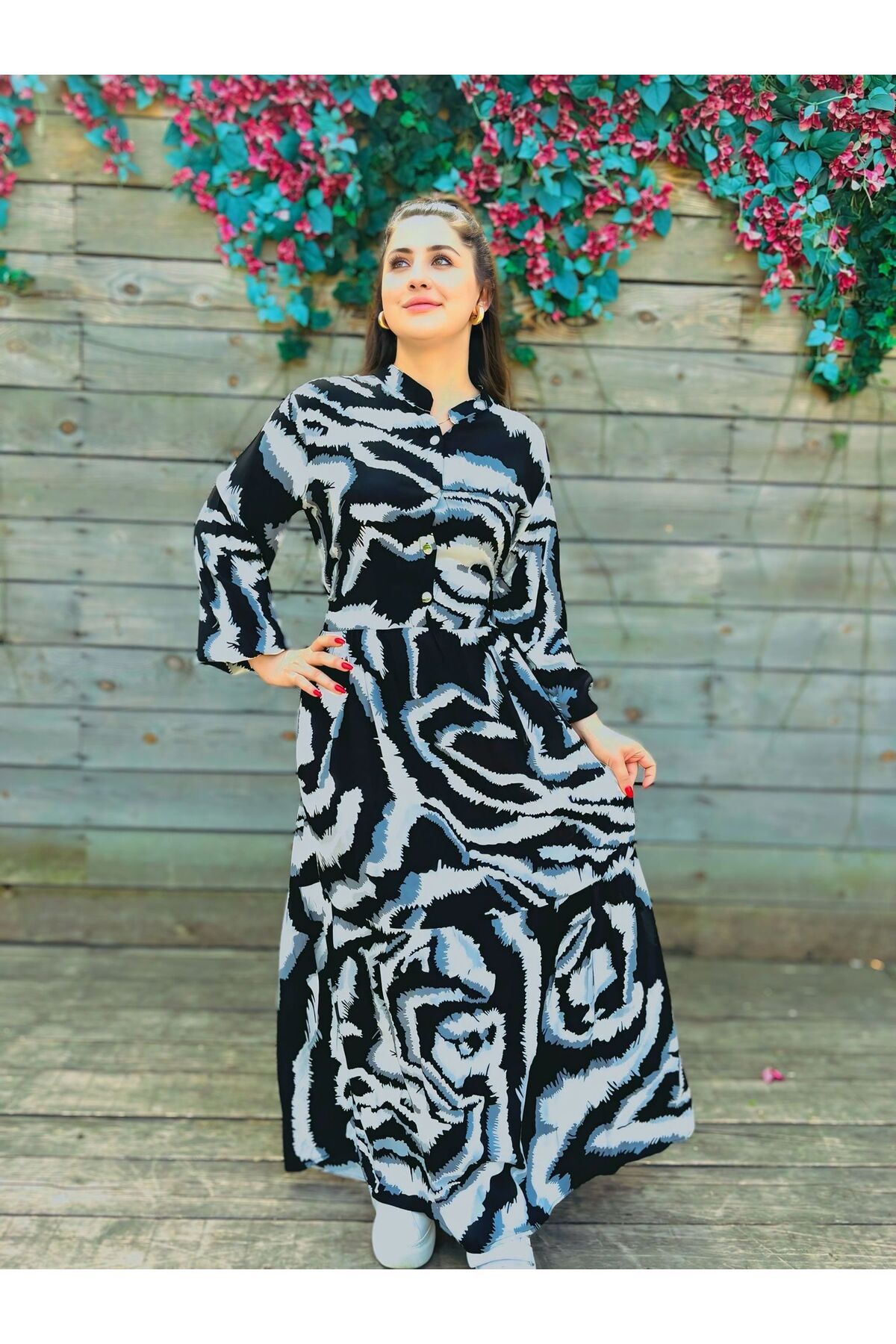 YAMANCAN MODA Viskon Elbise Günlük Şık