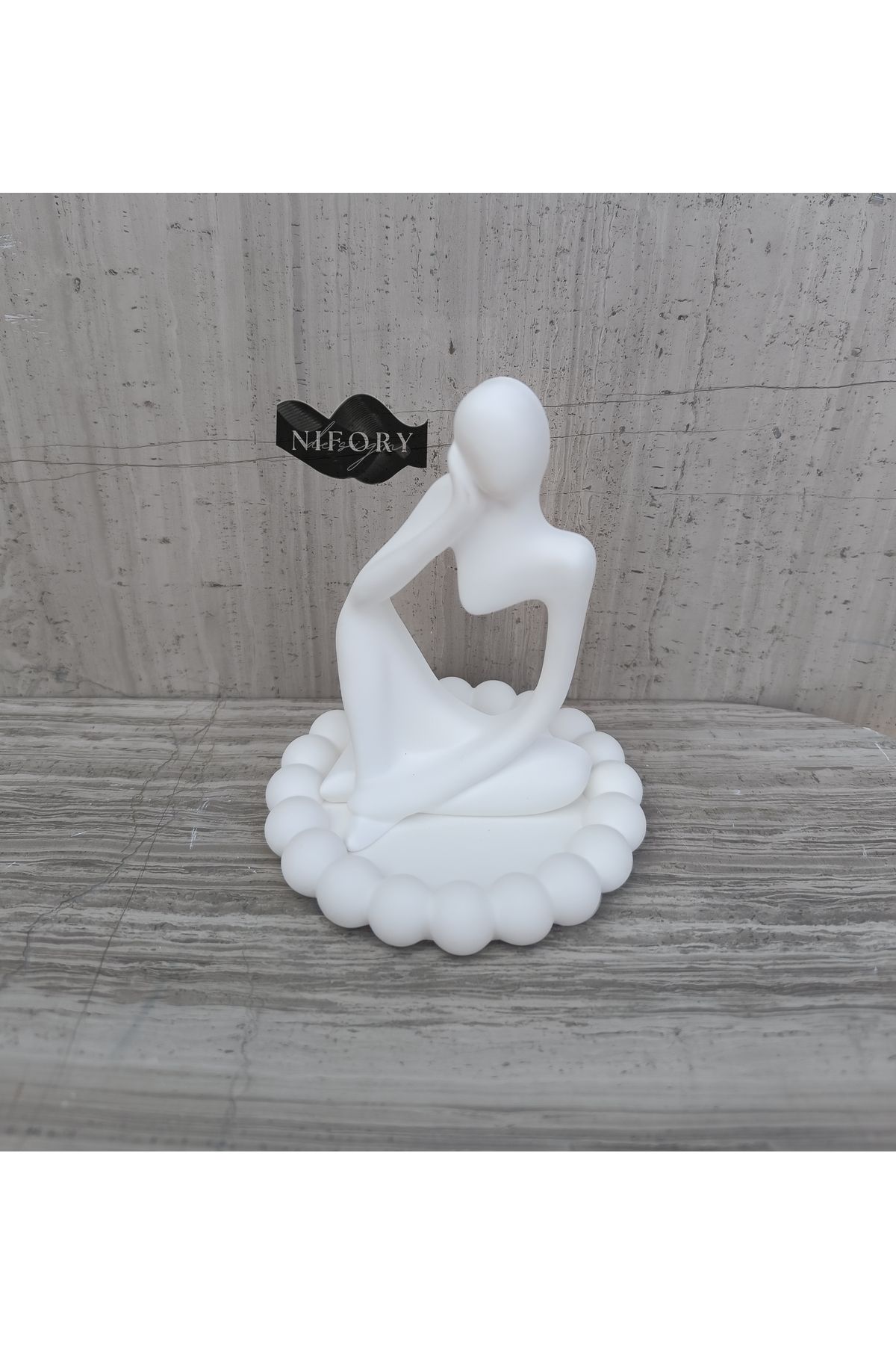 Nifory 520-N049 Dekoratif Beton Sunum Aksesuar Set Beton Biblo Organizer Takımı Çok Amaçlı Dekoratif Set