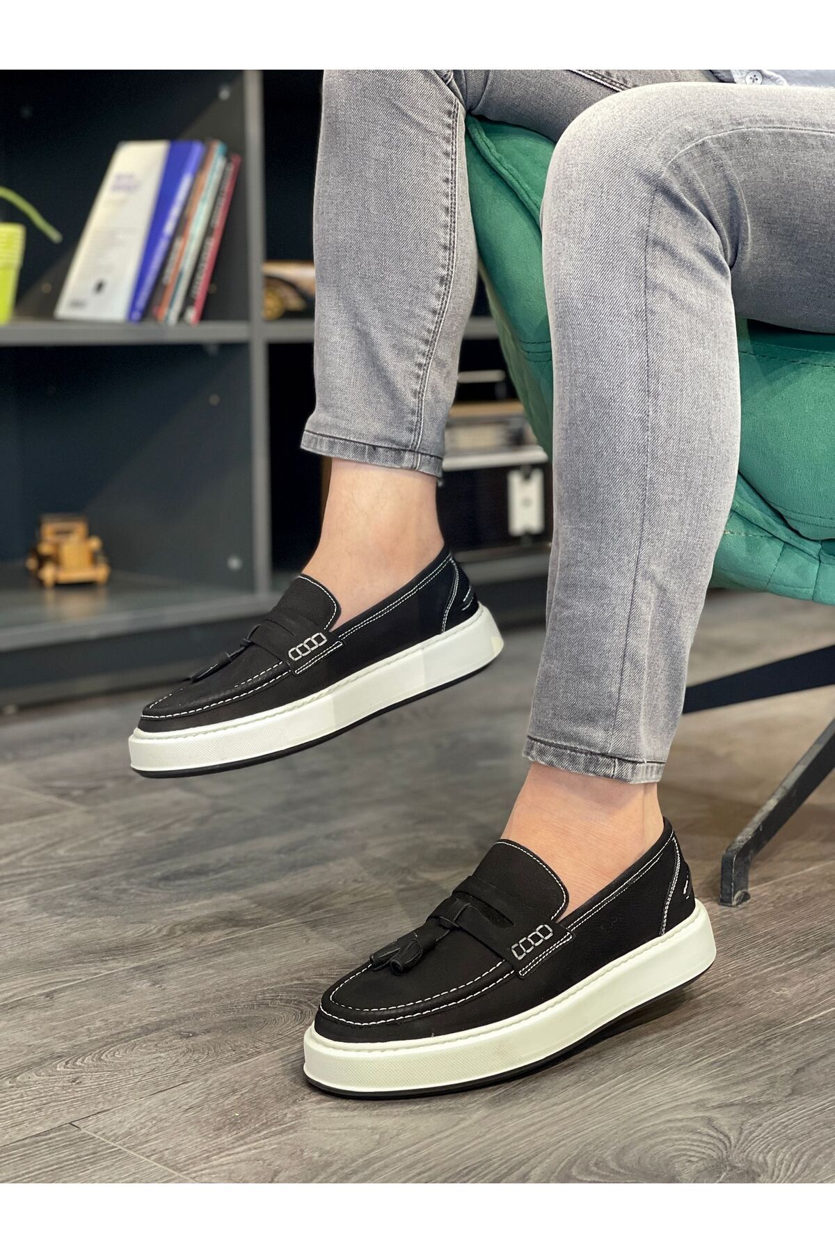 MOR KUNDURA Hakiki Nubuk Deri Günlük Kullanım Loafer Erkek Ayakkabı