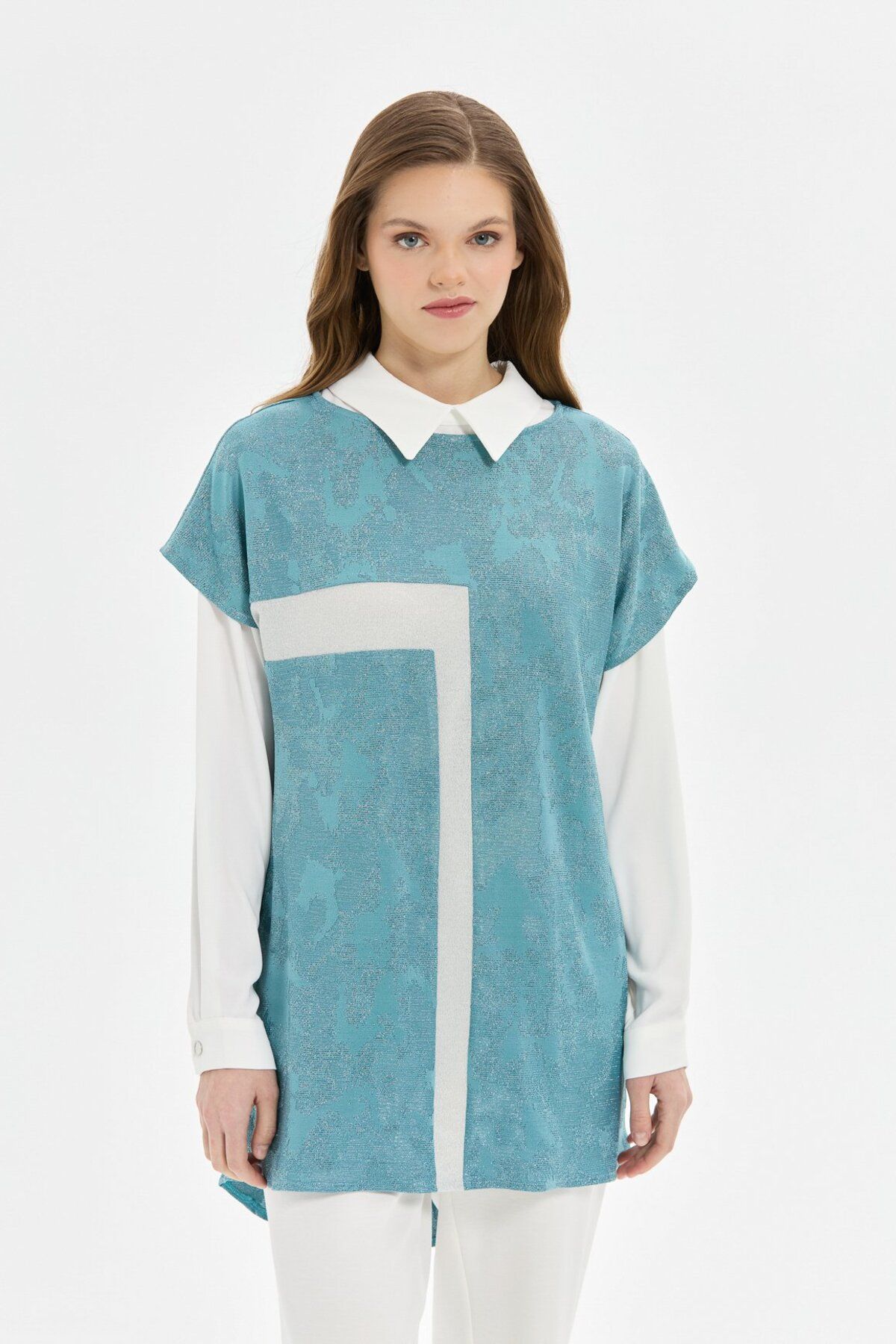 Esswaap-Suede Outer Suit with Block Detail Indigo 2