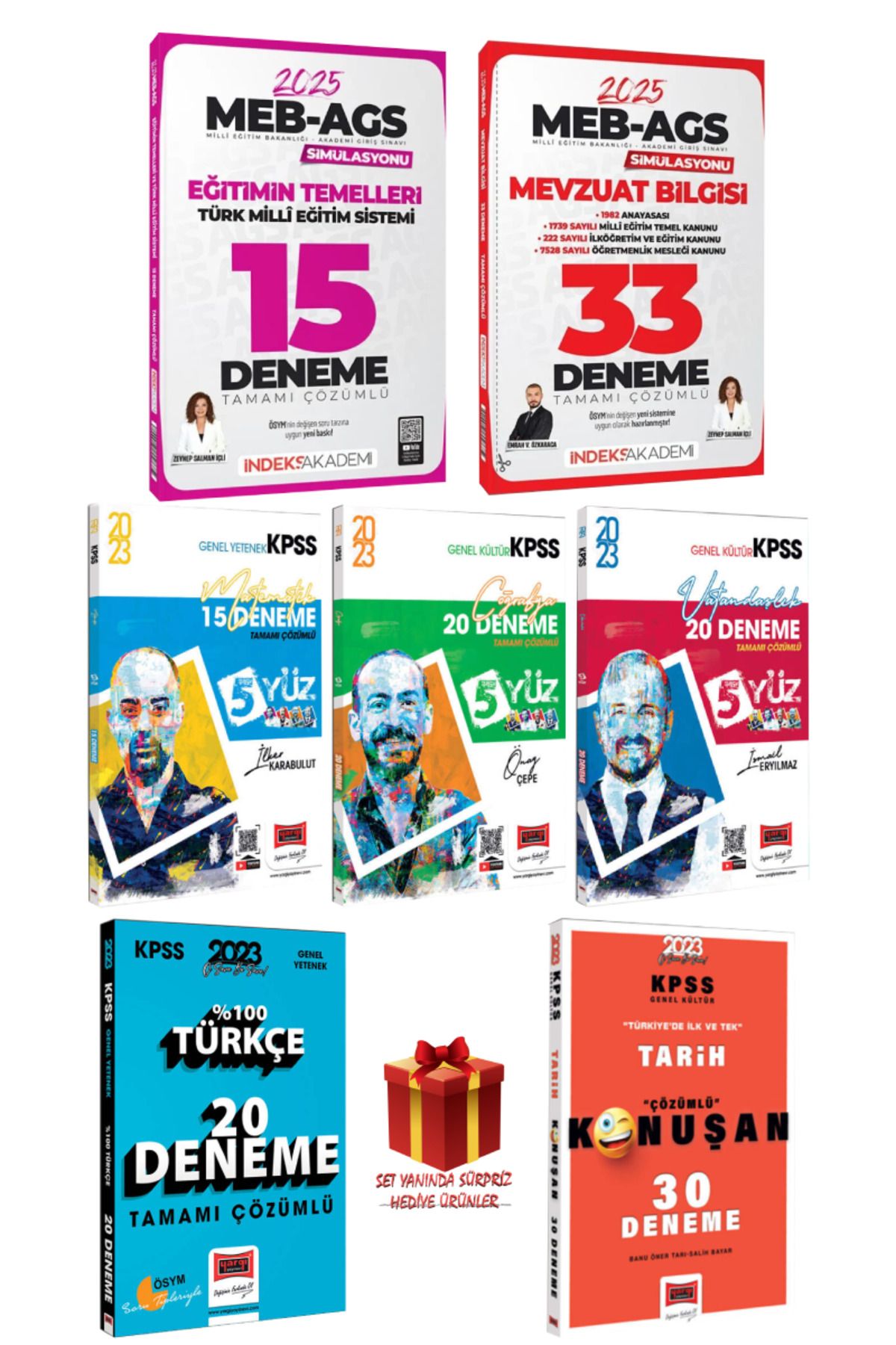 İndeks Akademi MEB AGS Emrah Vahap Zeynep Salman Mevzuat Bilgisi+Eğitimin Temelleri Deneme+ Eğitim Bilimleri+Hediye