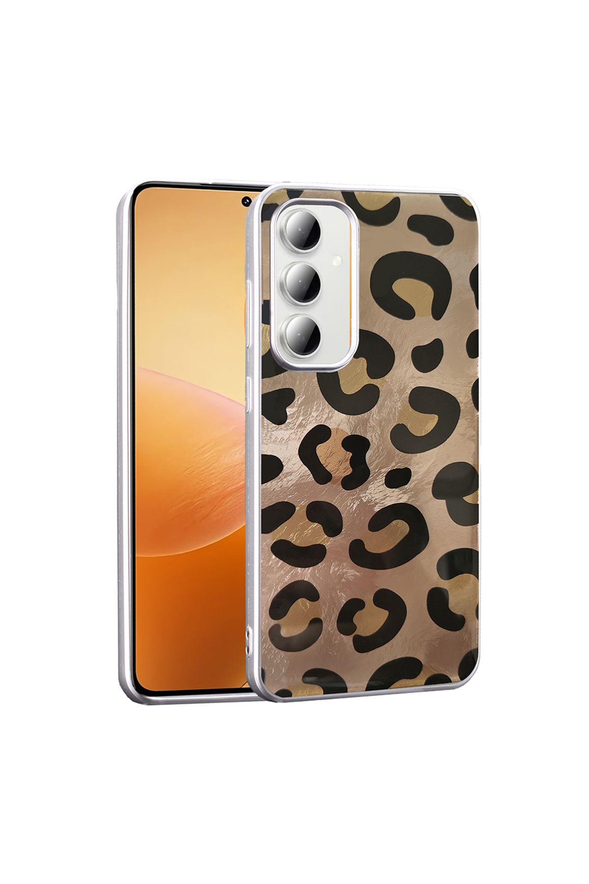 HTstore Galaxy Uyumlu A35 Kılıf Desenli Zore Mep Kapak-Gold leopar