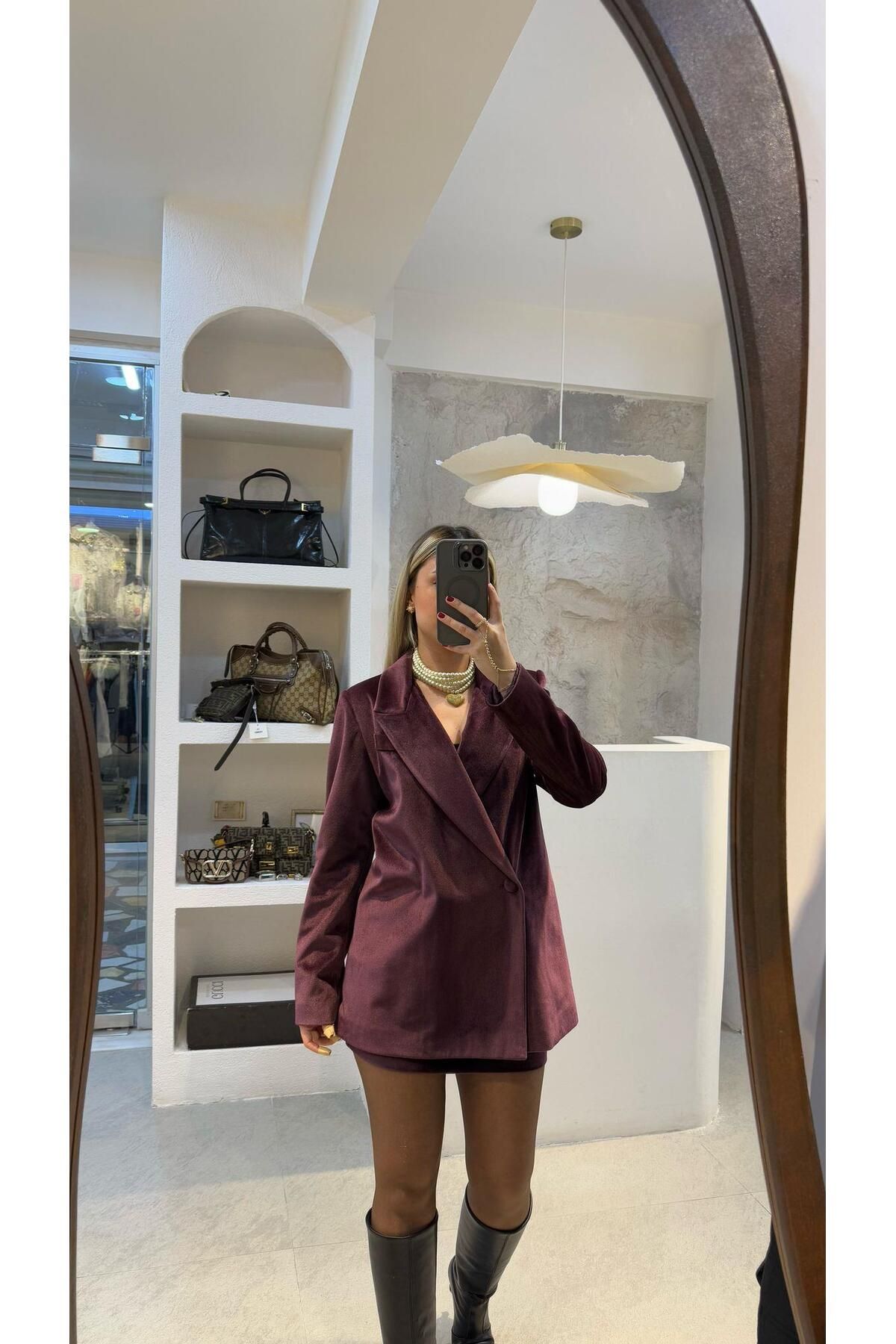 SEVİNÇ GÜNGÖR KADİFE MÜRDÜM CEKET