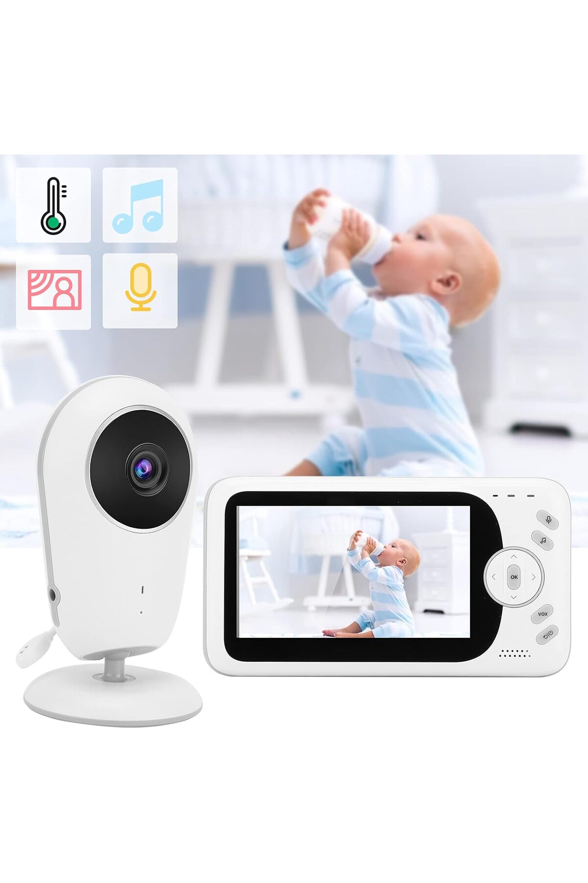Cepini VB608 Akıllı Bebek Kamerası | 4.3” IPS Ekranlı Video Bebek Telsizi, 2.4GHz Kablosuz, VOX, Gece Görüş fotoğrafı 7 (önizleme)