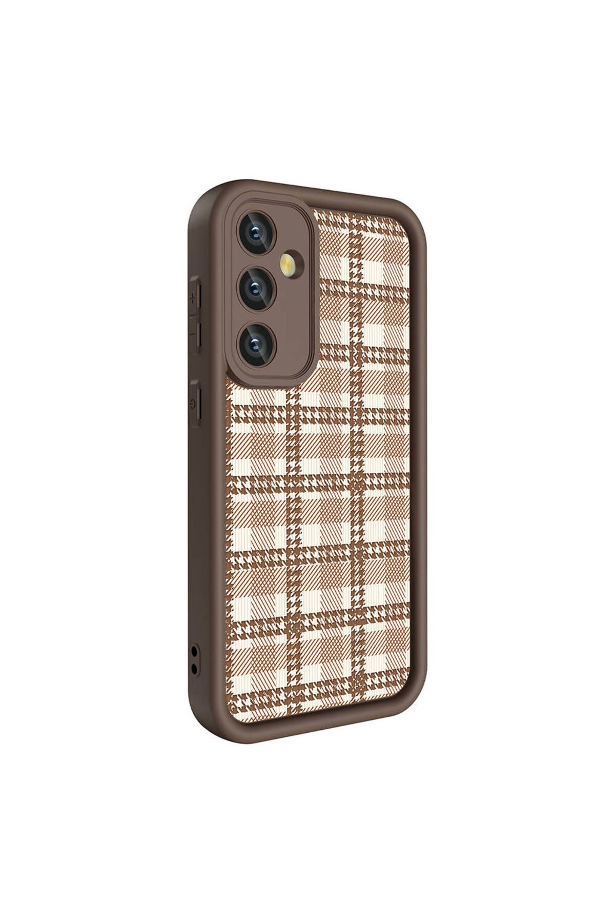 HTstore Galaxy Uyumlu A35 Kılıf Kamera Korumalı Baskılı Arka Yüzey Zore Klas Kapak-Açık kahve