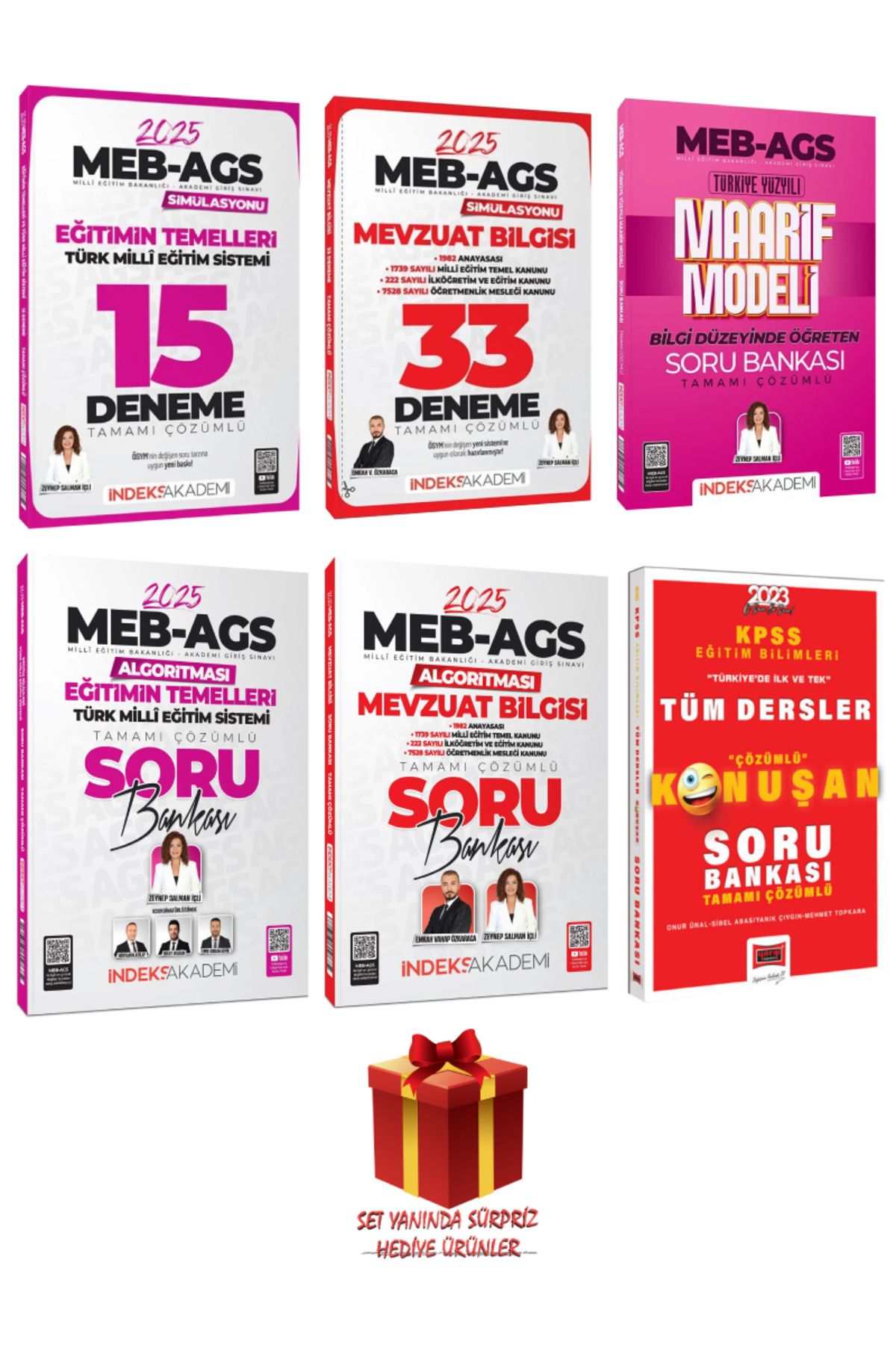 İndeks Akademi 2025 MEB AGS Emrah Vahap Zeynep Salman Mevzuat Bilgisi+Eğitimin Temelleri Deneme+Soru Bankası+Hediye