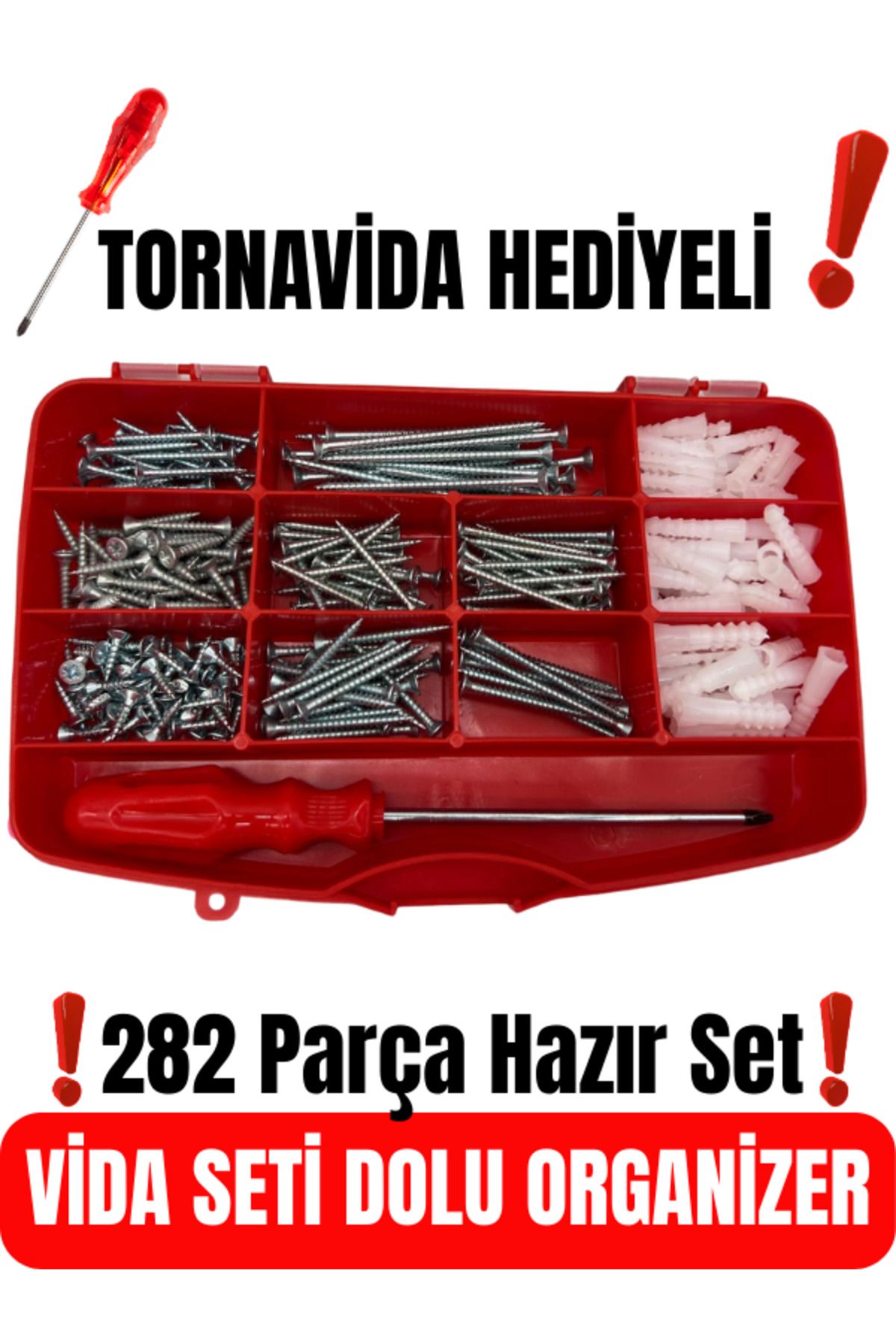 ONUVA 282 Parça Organizerli Dübel Vida seti | Ev seti | kolay saklama |