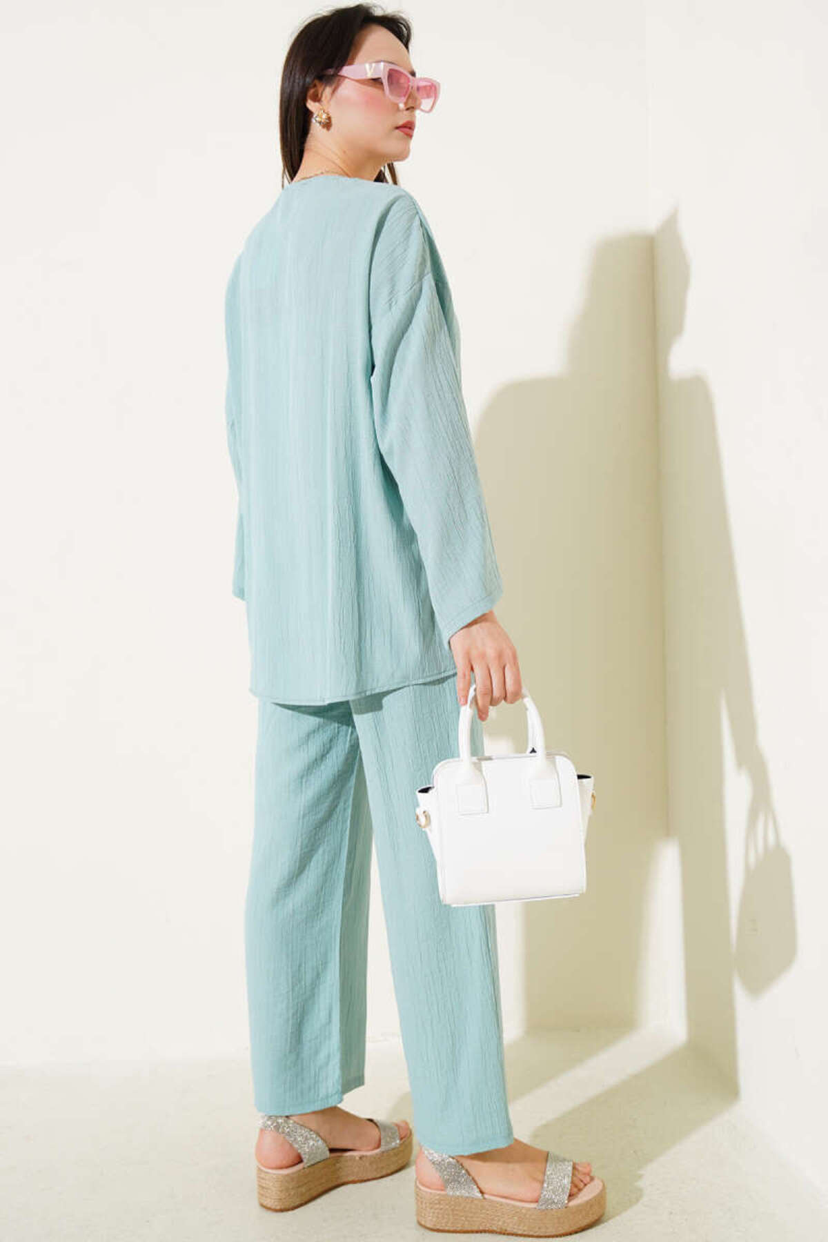 VOLT CLOTHİNG-Damen-Kimono-Doppelset mit Schnürung vorne 3
