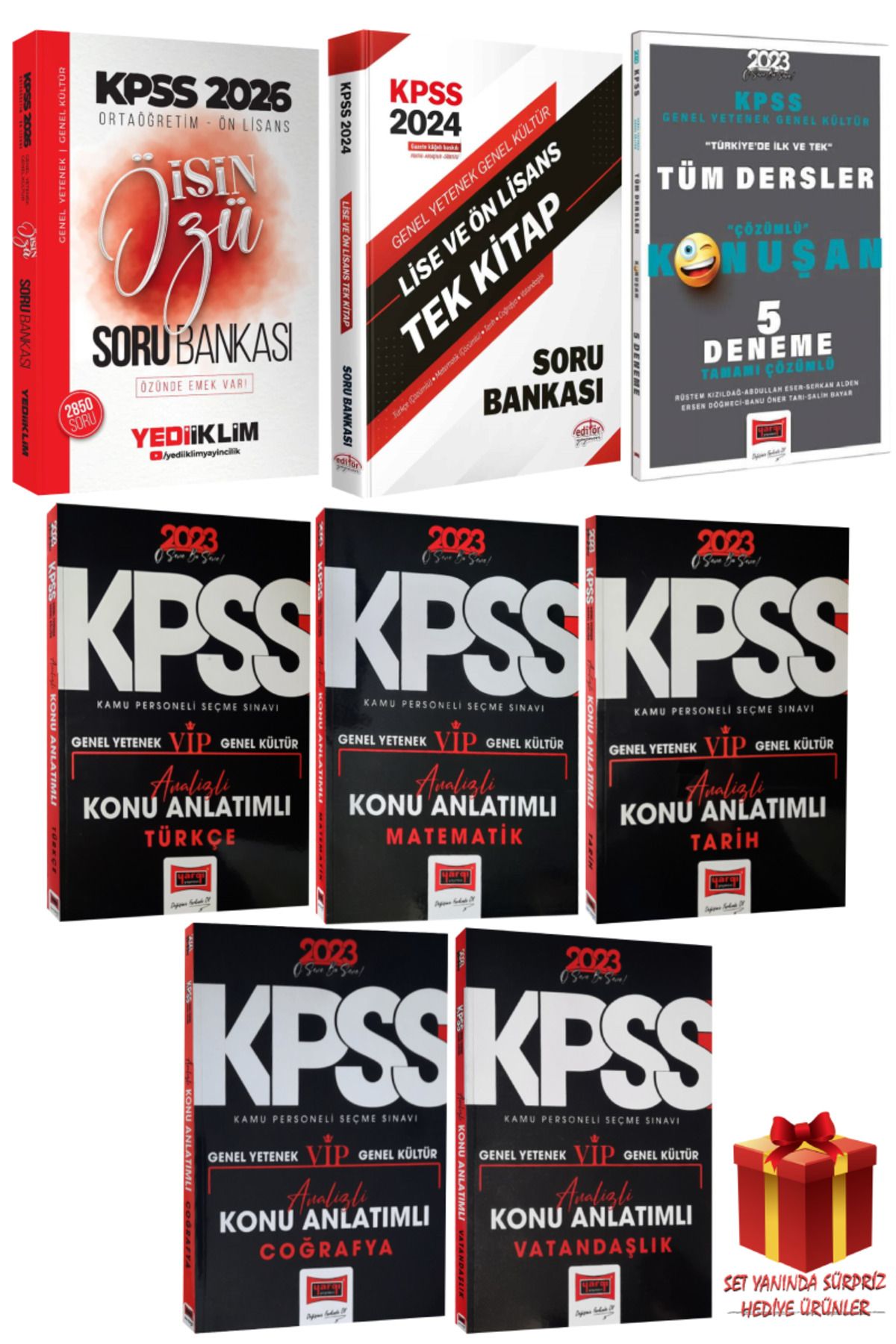 Yediiklim Yayınları 2026 KPSS Ortaöğretim Ön Lisans İşin Özü Soru Bankası+Tek Kitap+ Yargı Konu Anlatımlı Modüler+Deneme