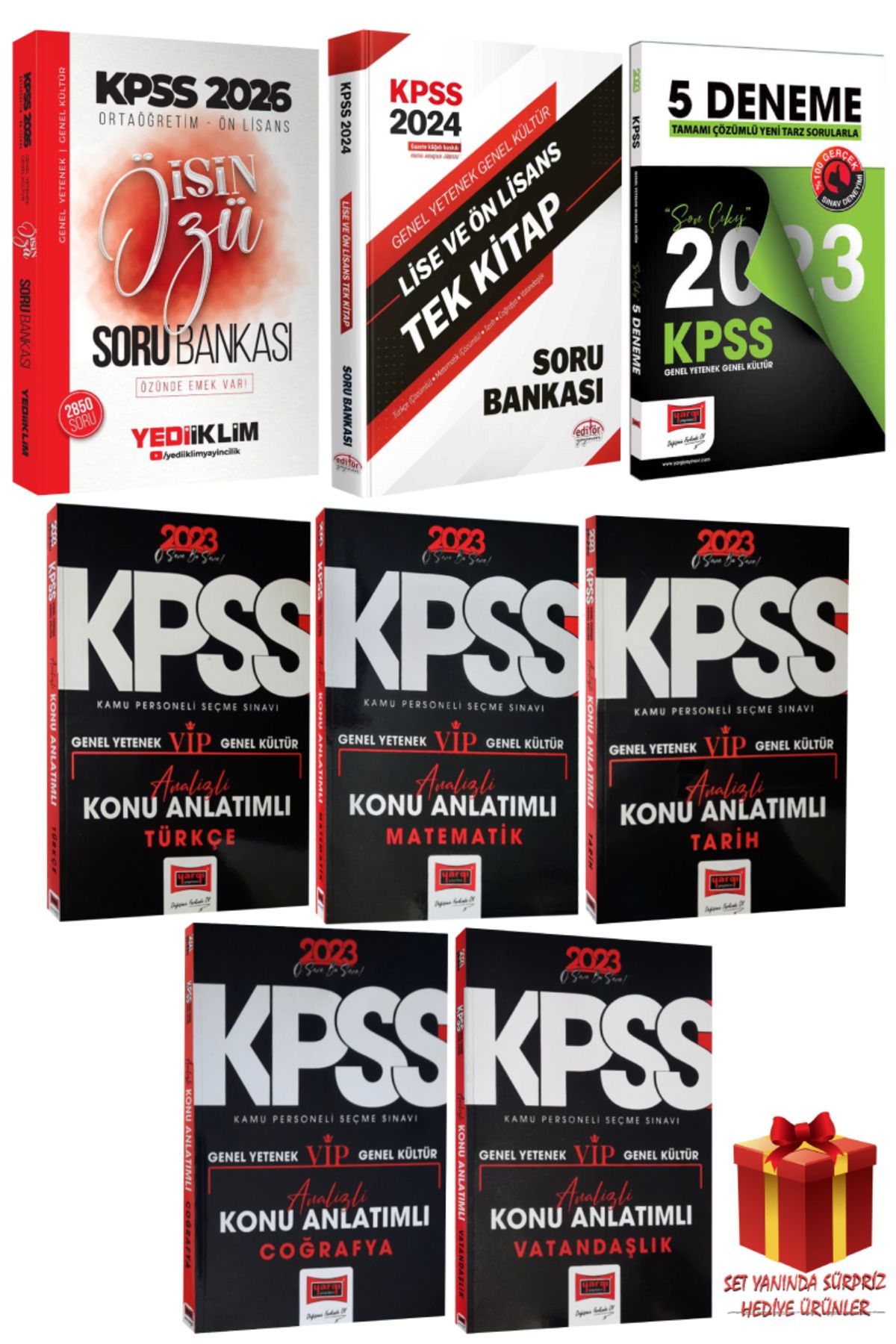 Yediiklim Yayınları 2026 KPSS Ortaöğretim Ön Lisans İşin Özü Soru Bankası+Tek Kitap+ Yargı Konu Anlatımlı Modüler+Deneme