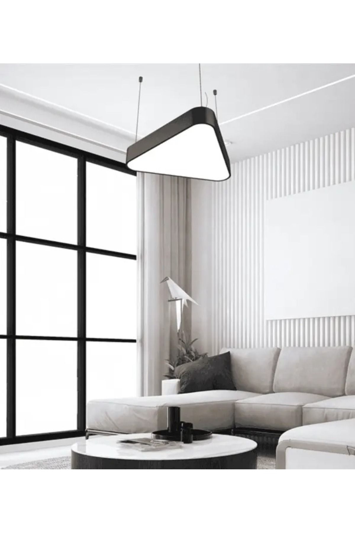 ATANUR Trisoa Üçgen Davul Linear Armatür Sarkıt 35W 6000K Beyaz Işık 60x60x60
