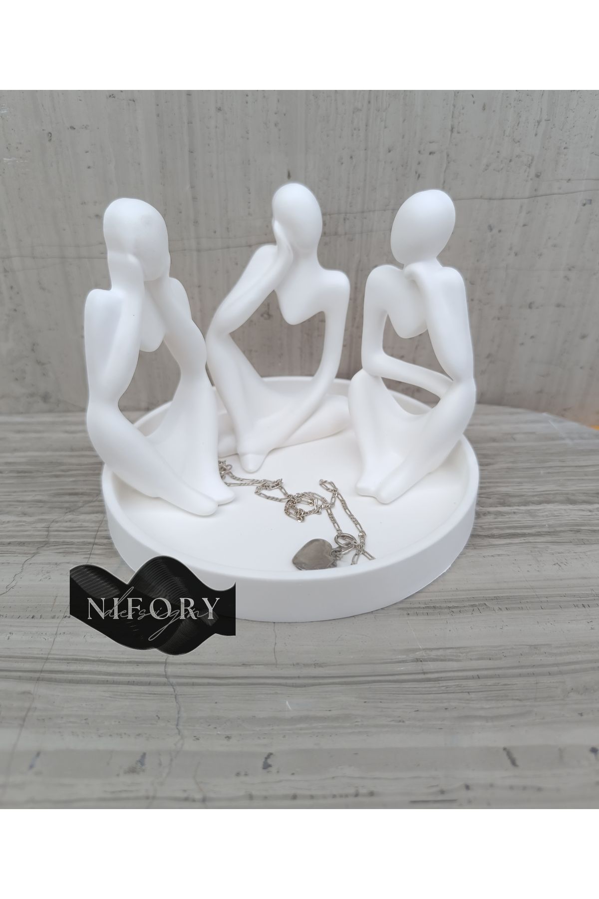 Nifory 520-N065 Dekoratif Beton Sunum Aksesuar Set Beton Biblo Organizer Takımı Çok Amaçlı Dekoratif Set