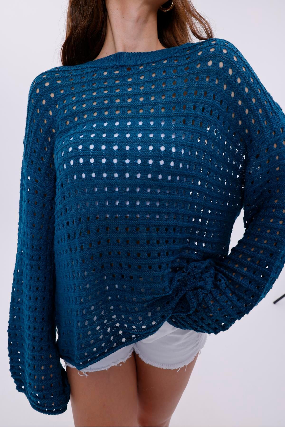 Women's Knitwear Blouse with Openwork