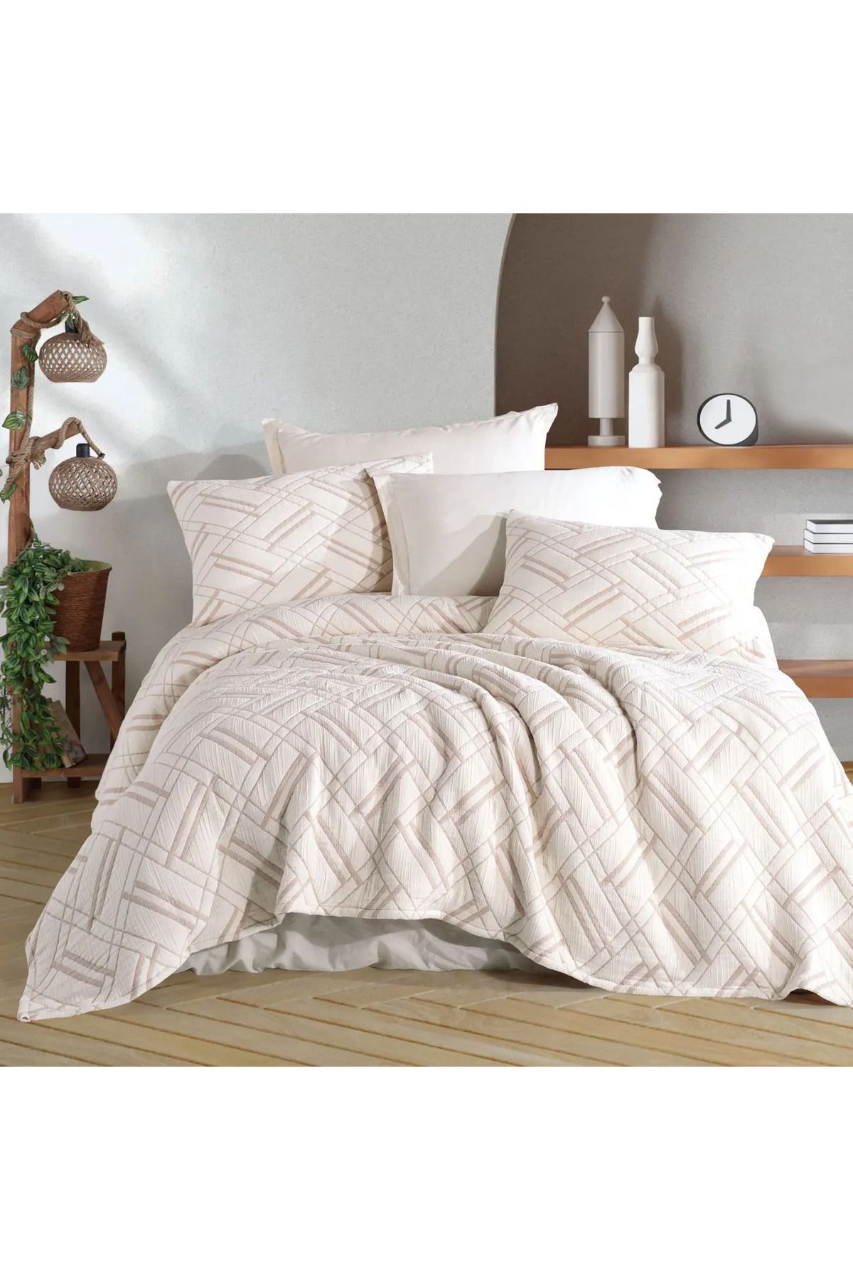 ELLE HOME Carla Çift Kişilik Yatak Örtüsü - Bej