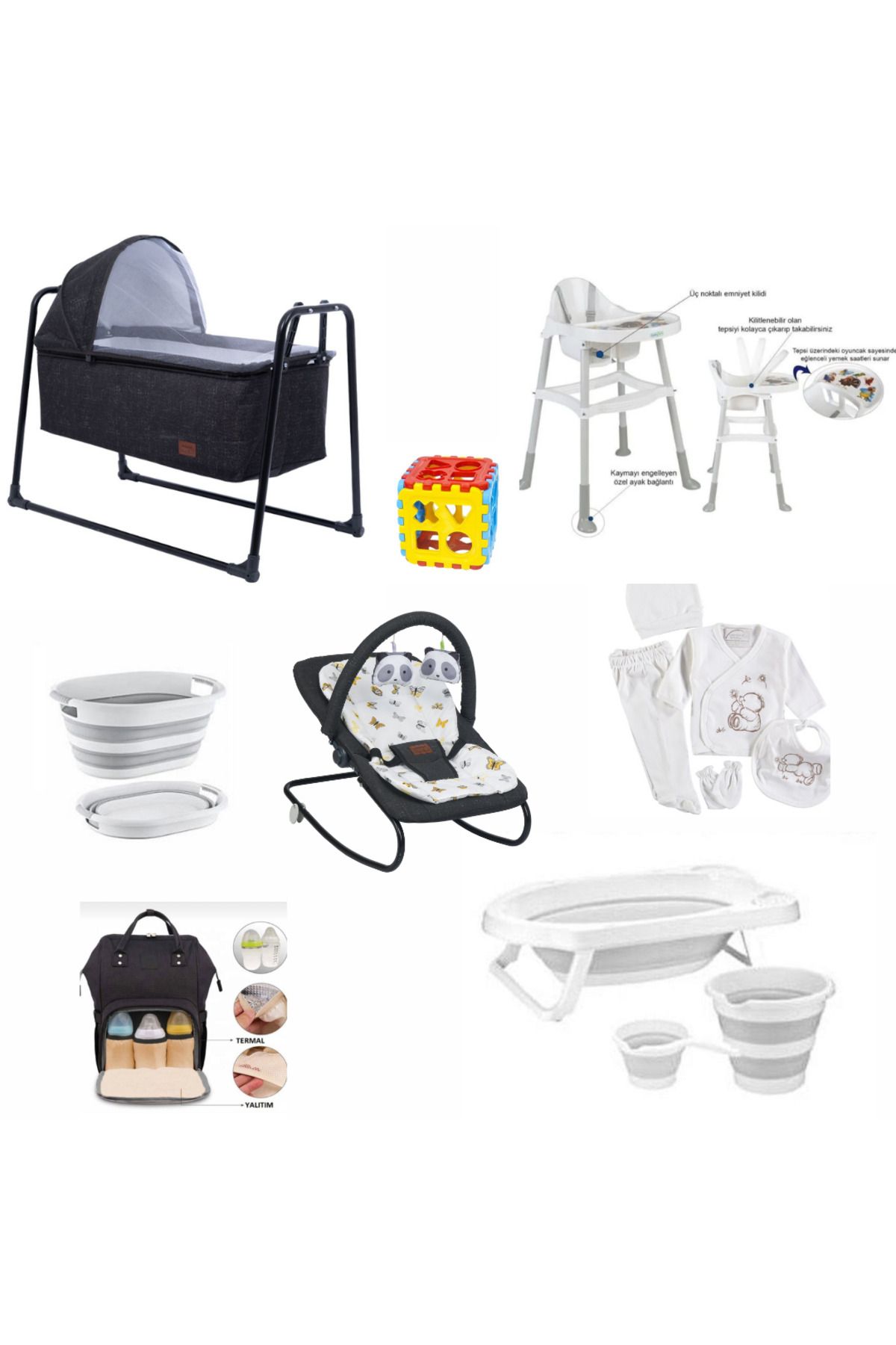 alderon baby TREND BEBEK SETİ BEŞİK ANA KUCAĞI MAMA SANDELYESİ KÜVET SETİ HASTANE ÇIKIŞI