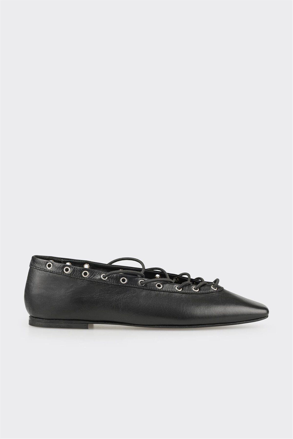 Elle Shoes Siyah Deri Kadın Günlük Ayakkabı