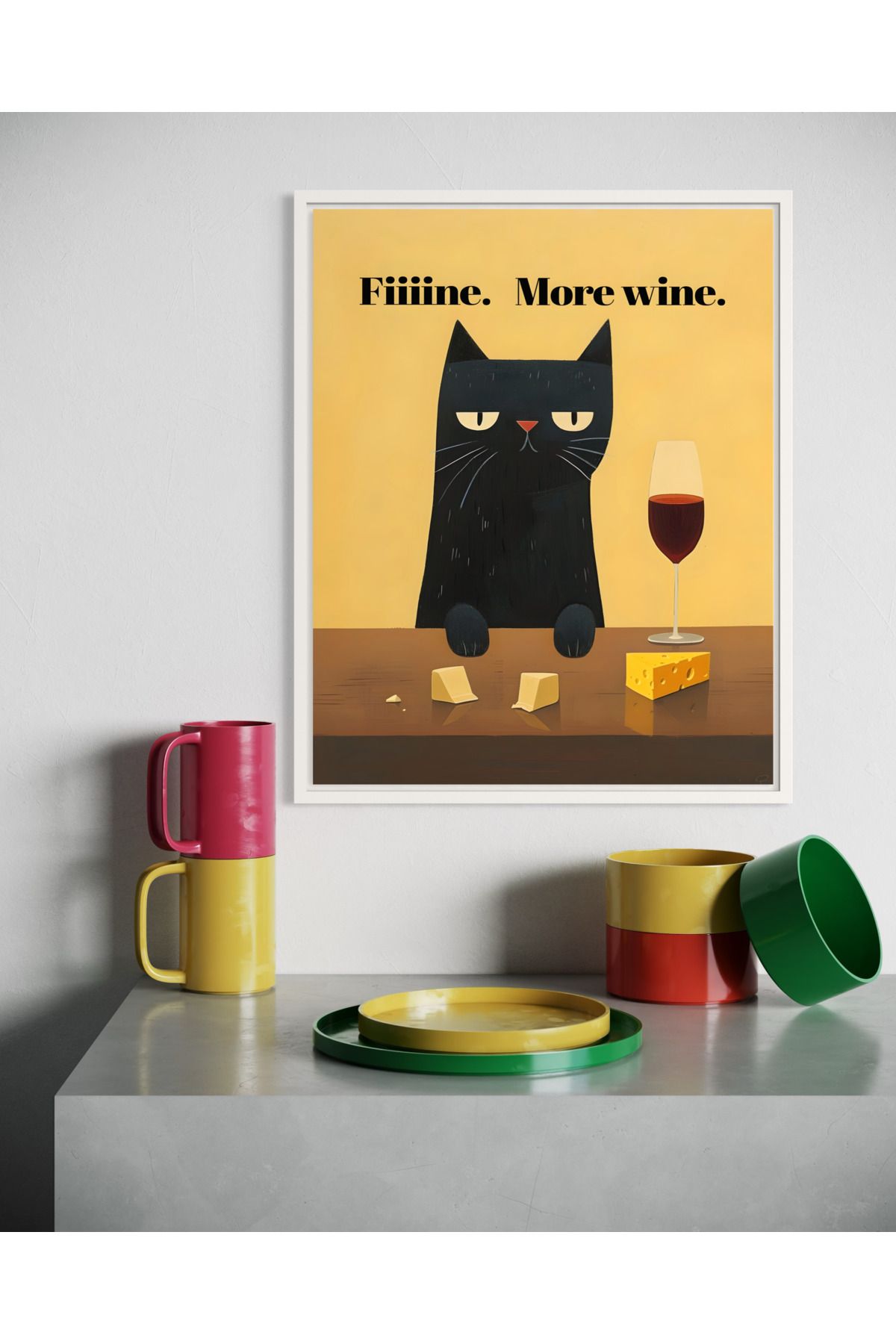 Woodsuppco Fine More Wine Çerçevesiz Poster, Duvar Posteri, Sanatsal Poster, Duvar Dekoru