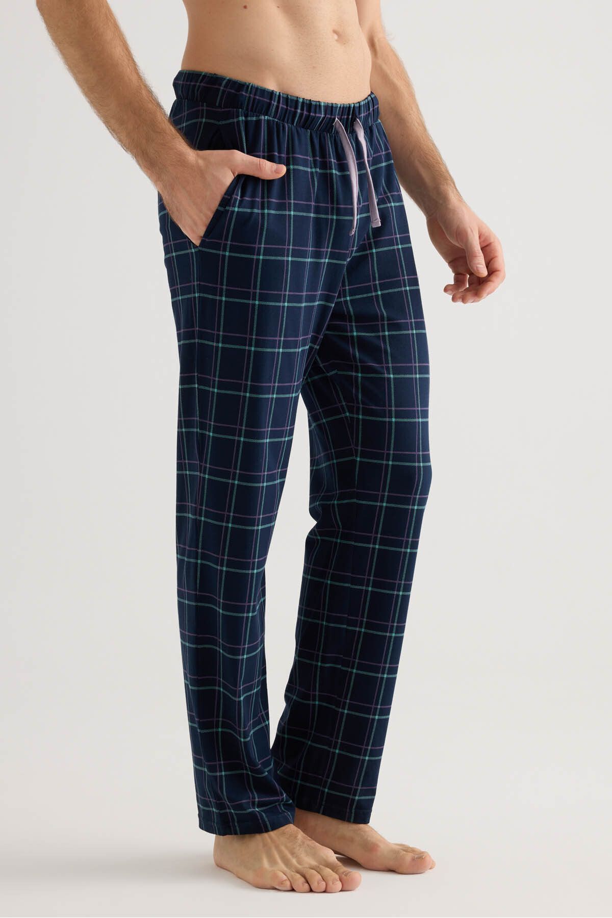 Syah Erkek Pamuklu Cepli Uzun Pijama Altı