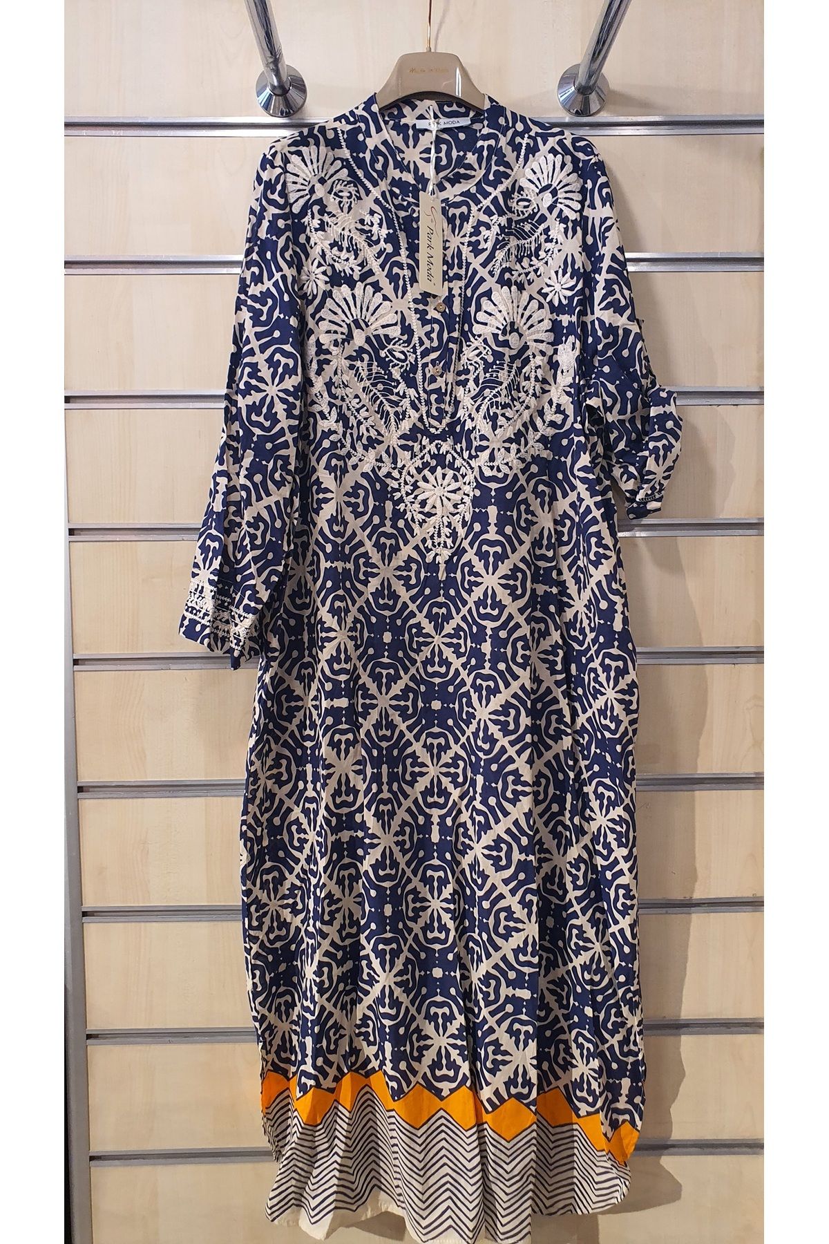 Park Moda DESENLİ NAKIŞ İŞLEMELİ PAMUK ELBİSE