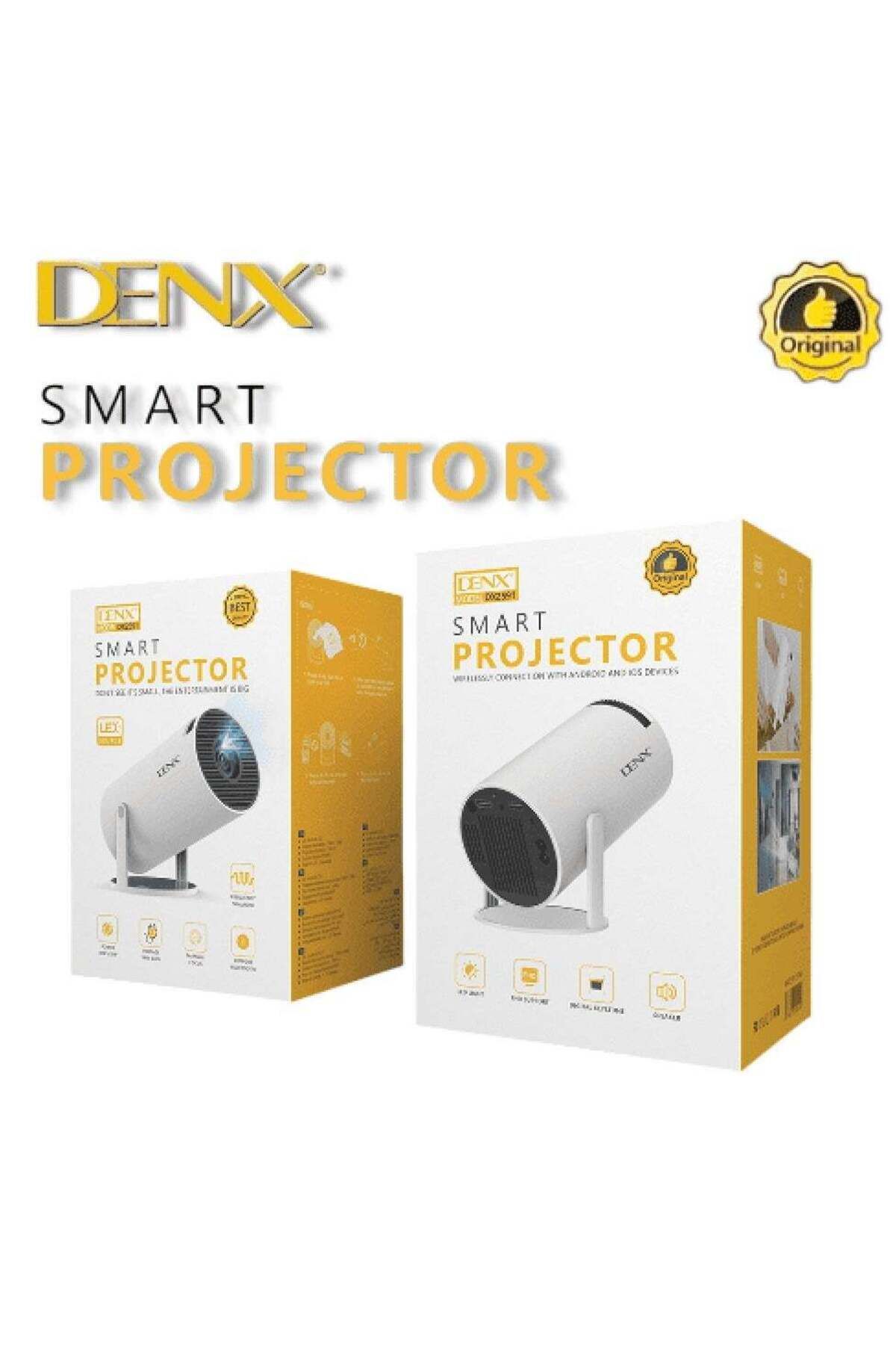 Denx-جهاز عرض ذكي محمول يعمل بنظام Android 12.0 للاستخدام المنزلي أو الخارجي مزود بواي فاي مدمج ومكبر صوت يعمل بنظام Android 5