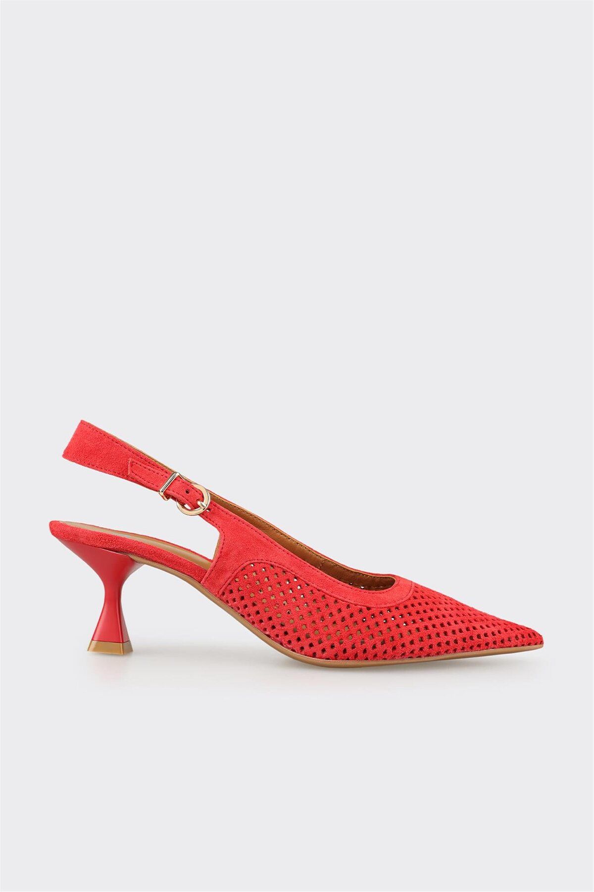 Elle Shoes Kırmızı Deri Kadın Topuklu Ayakkabı