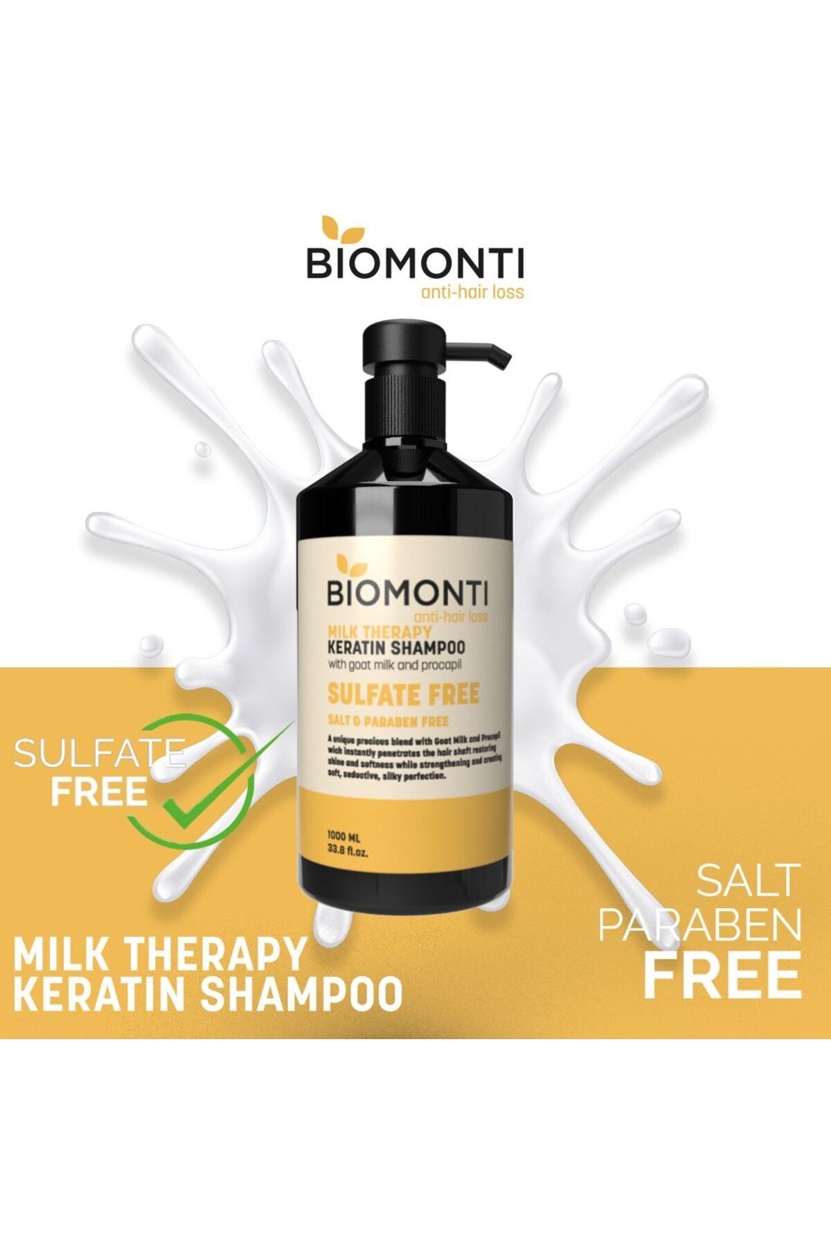 BİOMONTİ BİOMONTİ SÜLFAT FREE MİLK THERAPY&KERATİN SHAMPOO 1000ML