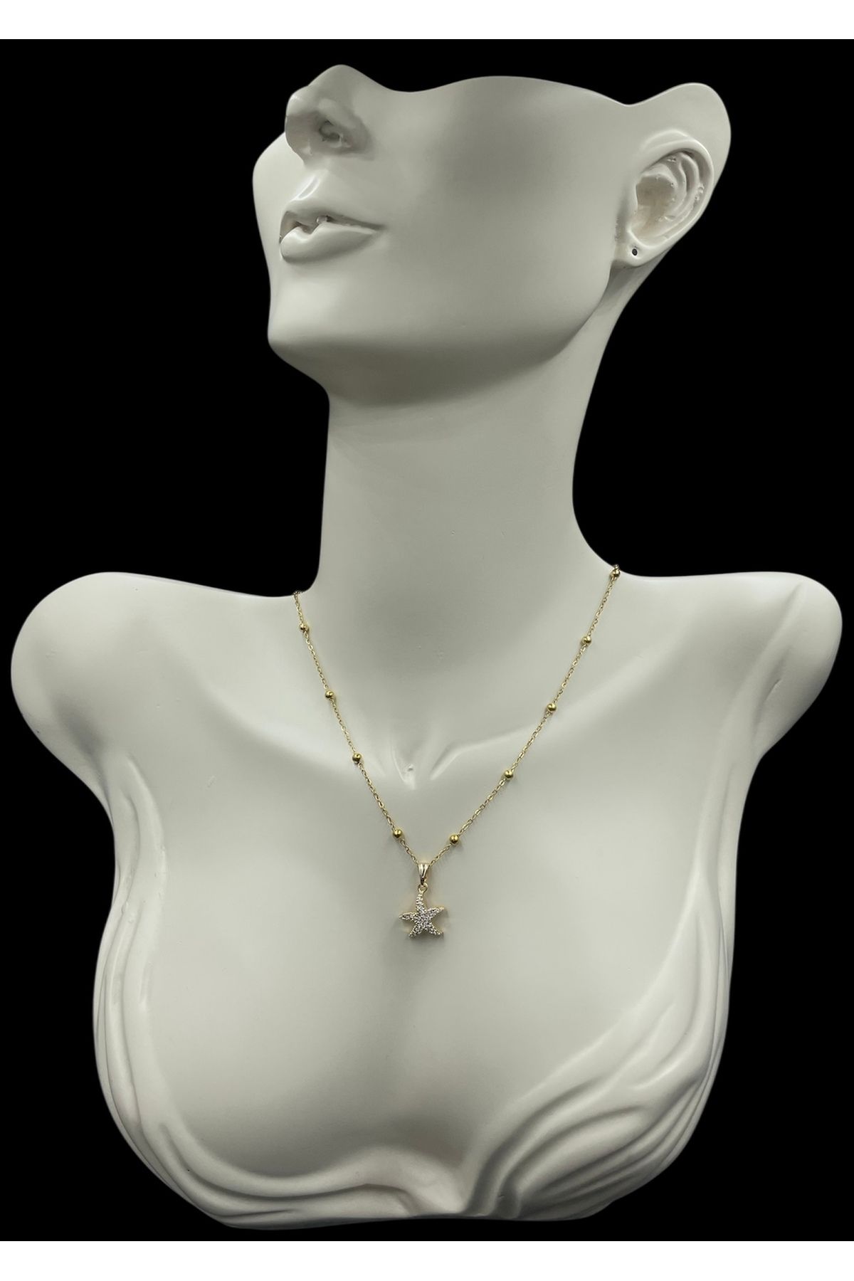 nefjewelrydesign Çelik 45cm Deniz Yıldızı Taş Detaylı Model