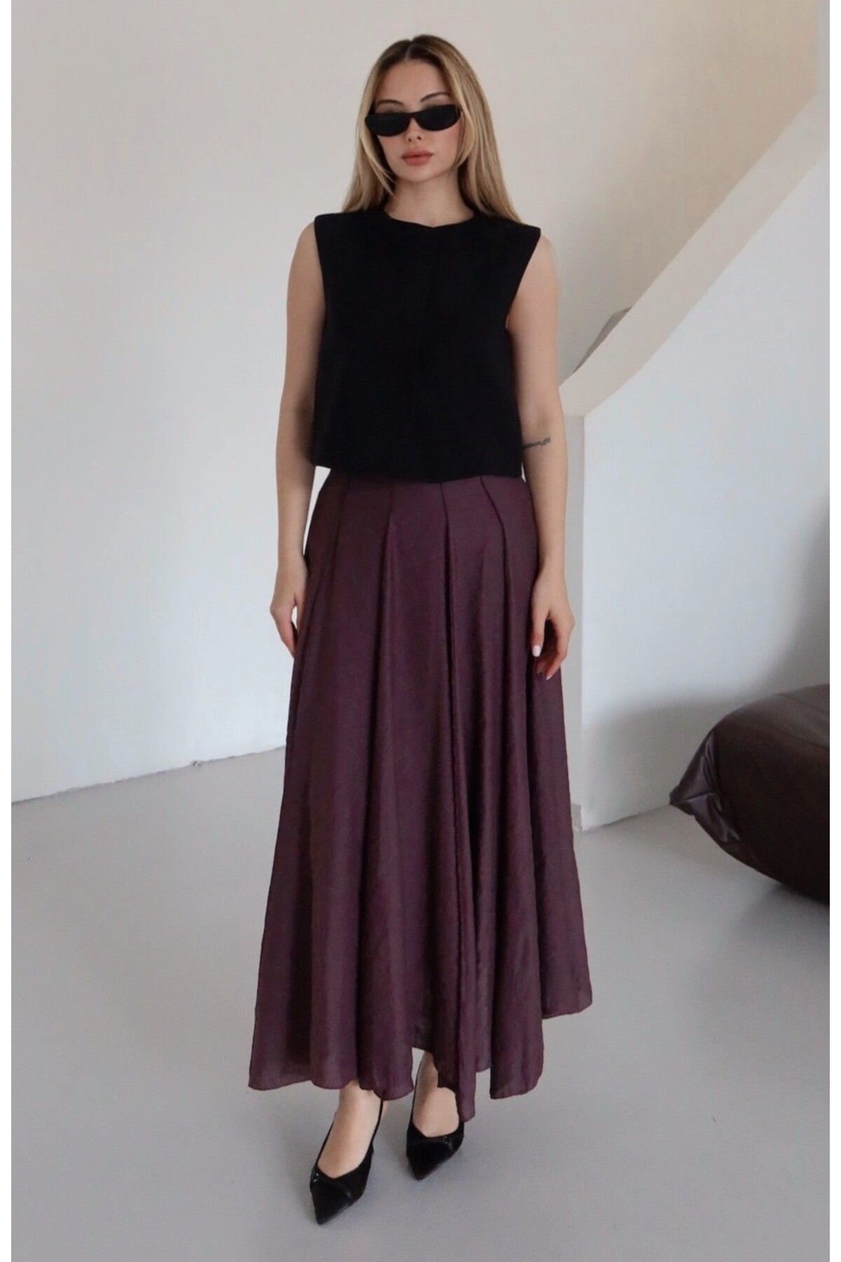 Laluvia Pflaumenrock Mit Einsätzen – 3280 für Damen - S